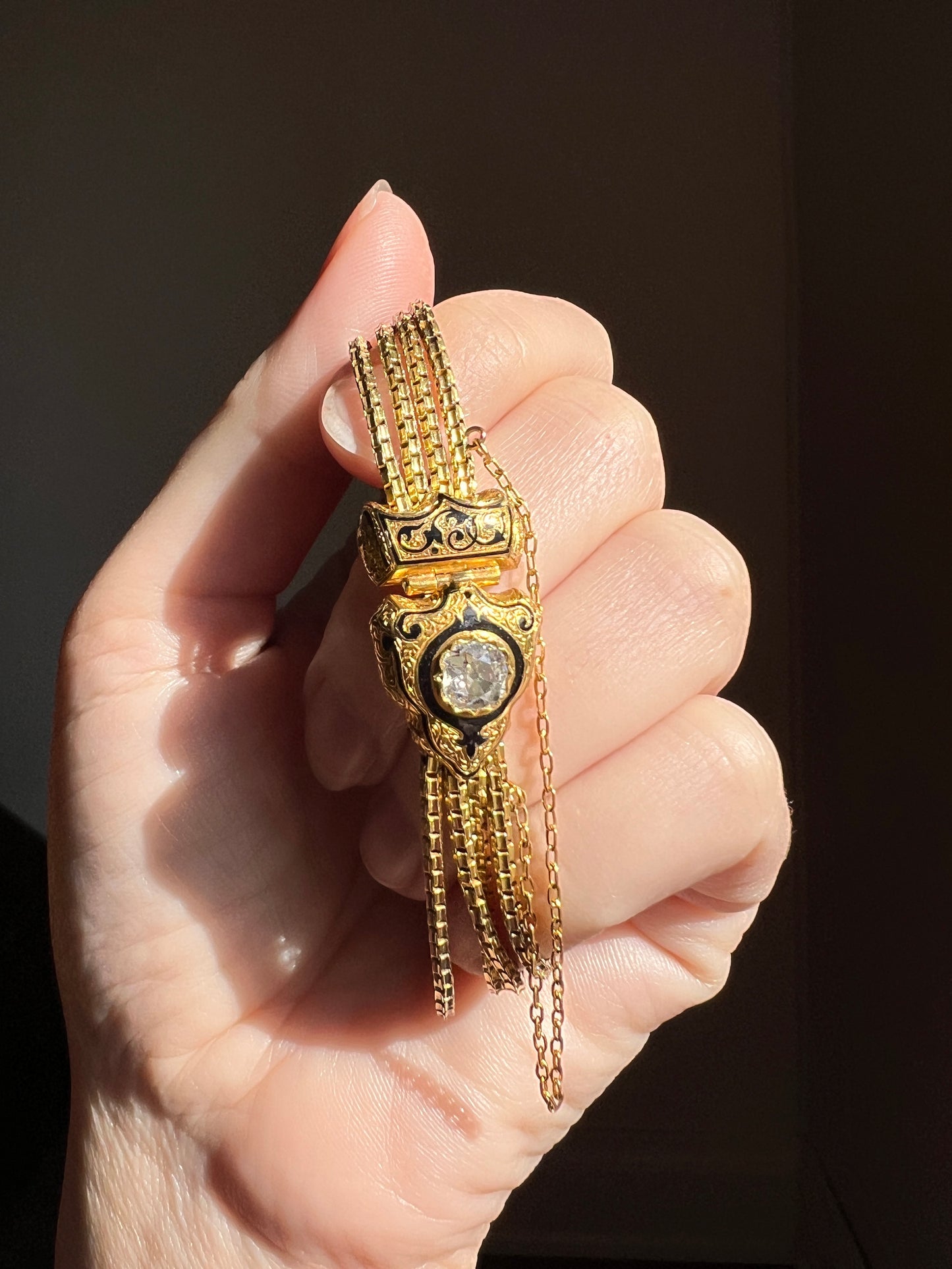 Rare VICTORIAN Antique French .75 Carat Old Mine Cut DIAMOND Bracelet in Box