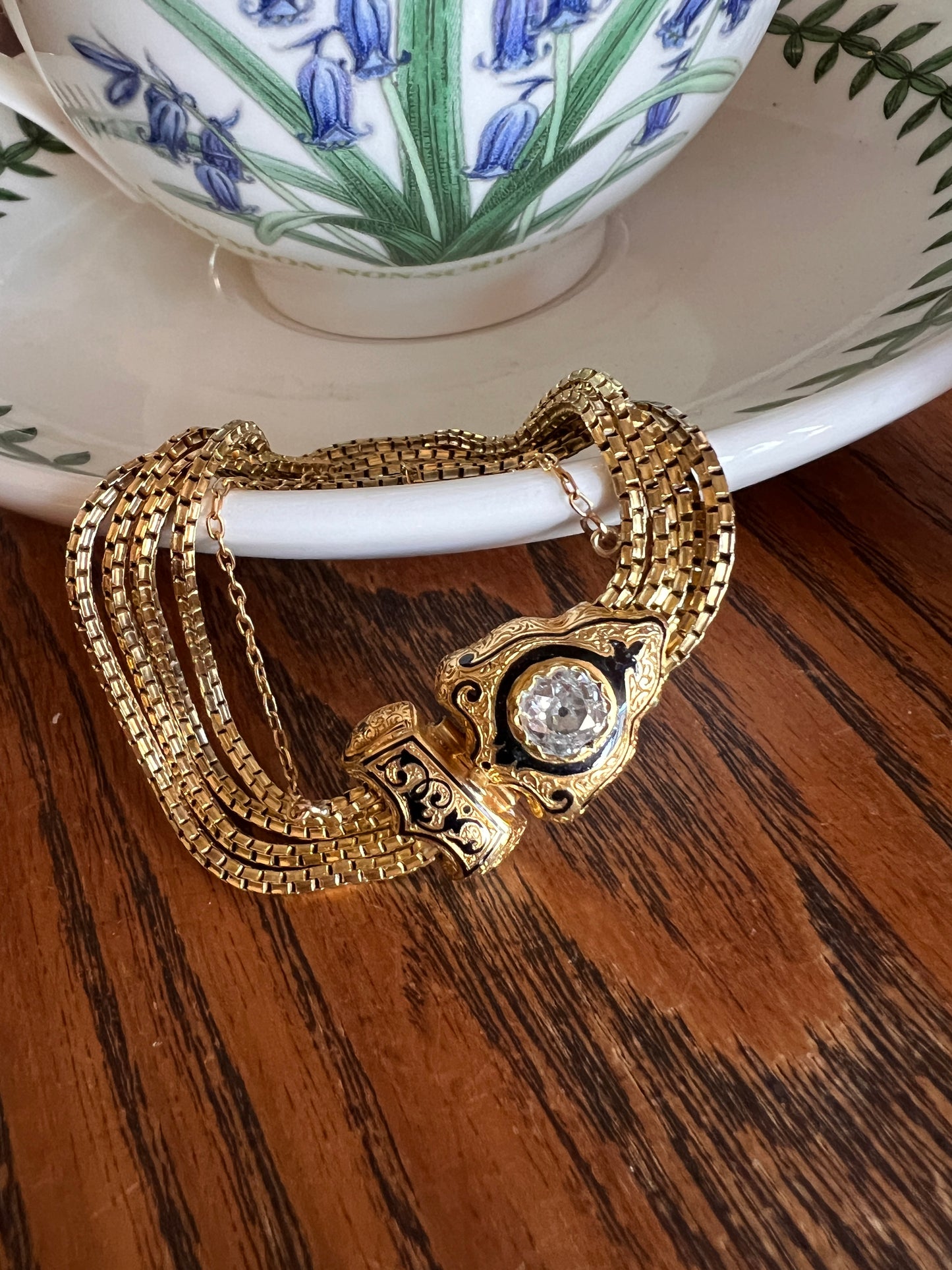 Rare VICTORIAN Antique French .75 Carat Old Mine Cut DIAMOND Bracelet in Box