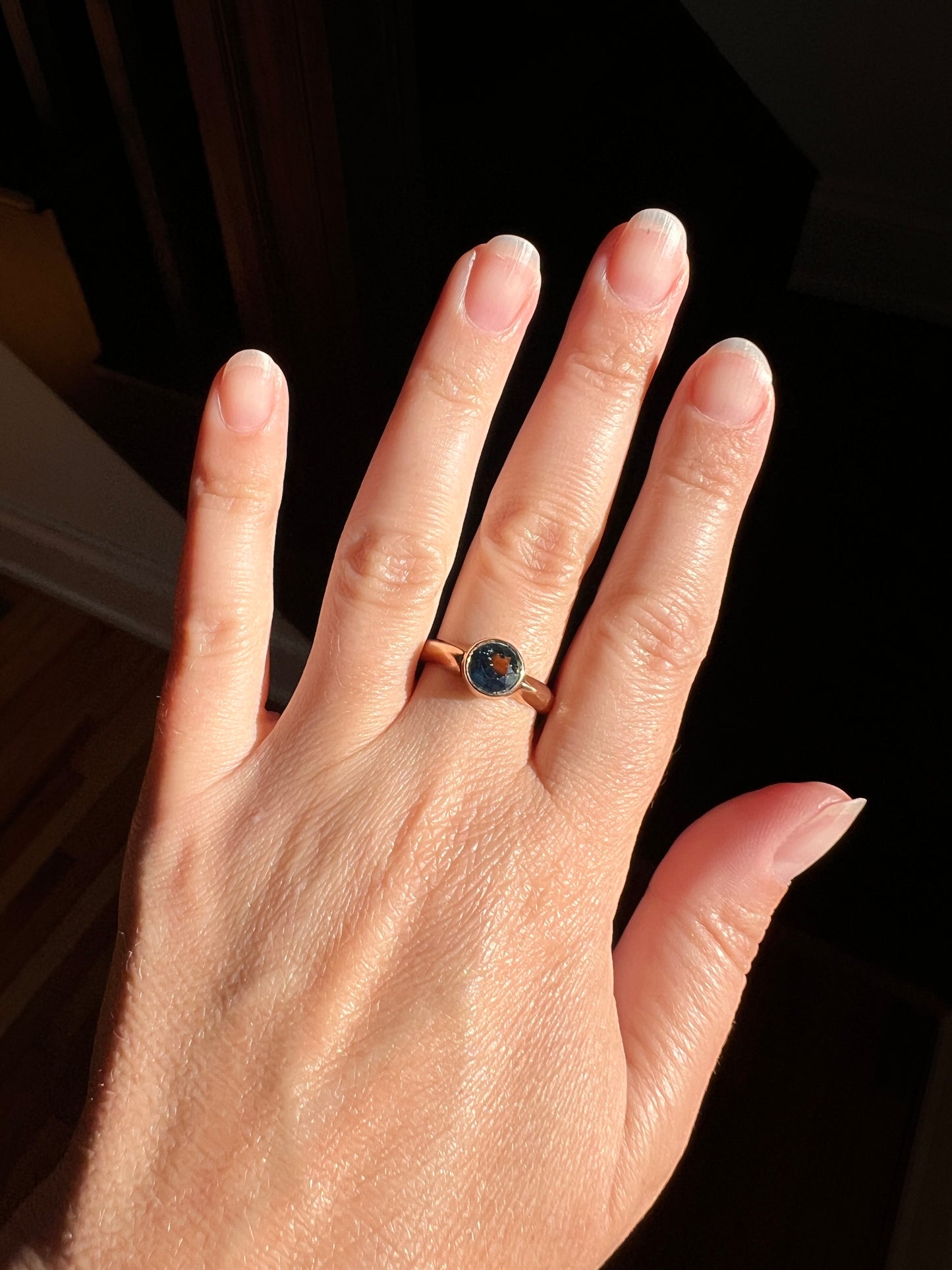 50/50 GREEN Half BLUE Natural Old Cut Sapphire Victorian Ring