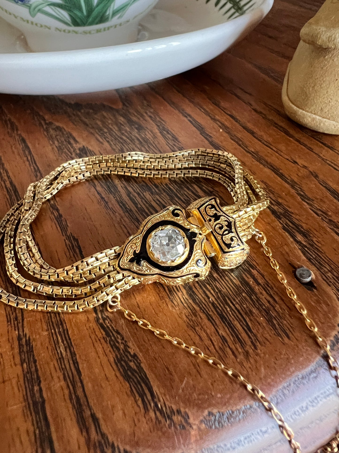 Rare VICTORIAN Antique French .75 Carat Old Mine Cut DIAMOND Bracelet in Box