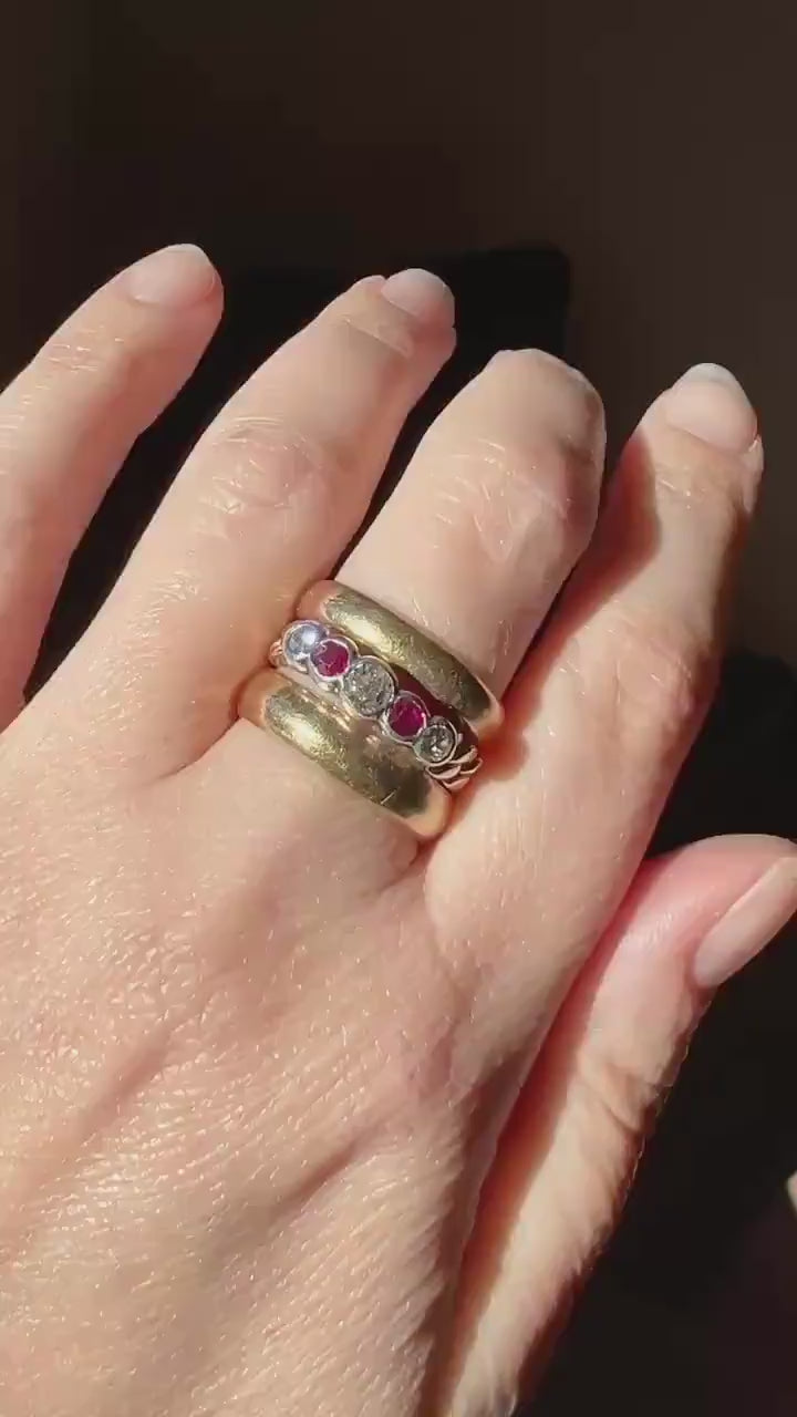 DATED April 29 1909 Edwardian Antique 18k Gold Chunky Wedding Ring Wide Band Hand Engraved Stacker Love Romantic Gift Pair? Available