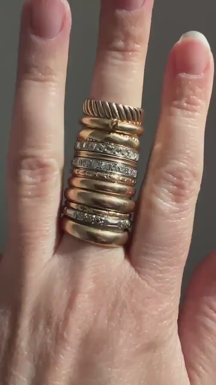 DATED 1911 Antique Edwardian 14k Gold Sz 5.75 Wedding Band Engraved CHARM Holder Ring JR Wood Rich Warm Patina Romantic Gift Stacker June