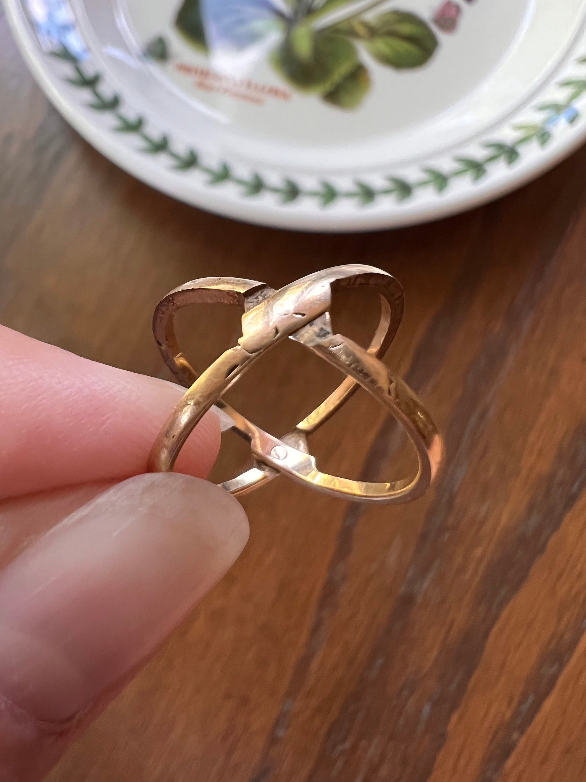 RARE HINGED Dated 1854 French Antique GIMMEL Twinned Wedding Band 18k Gold RiNG Folk Traditional 2 Interlocking Engraved Stacker Gift Puzzle