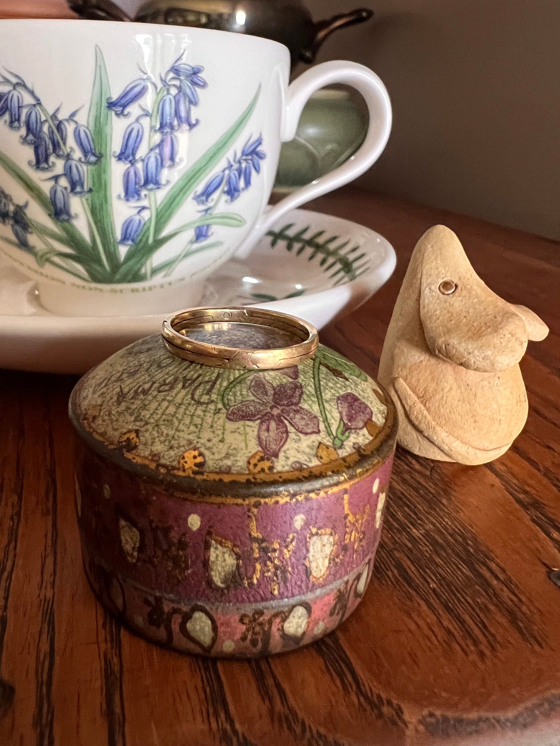 RARE HINGED Dated 1854 French Antique GIMMEL Twinned Wedding Band 18k Gold RiNG Folk Traditional 2 Interlocking Engraved Stacker Gift Puzzle