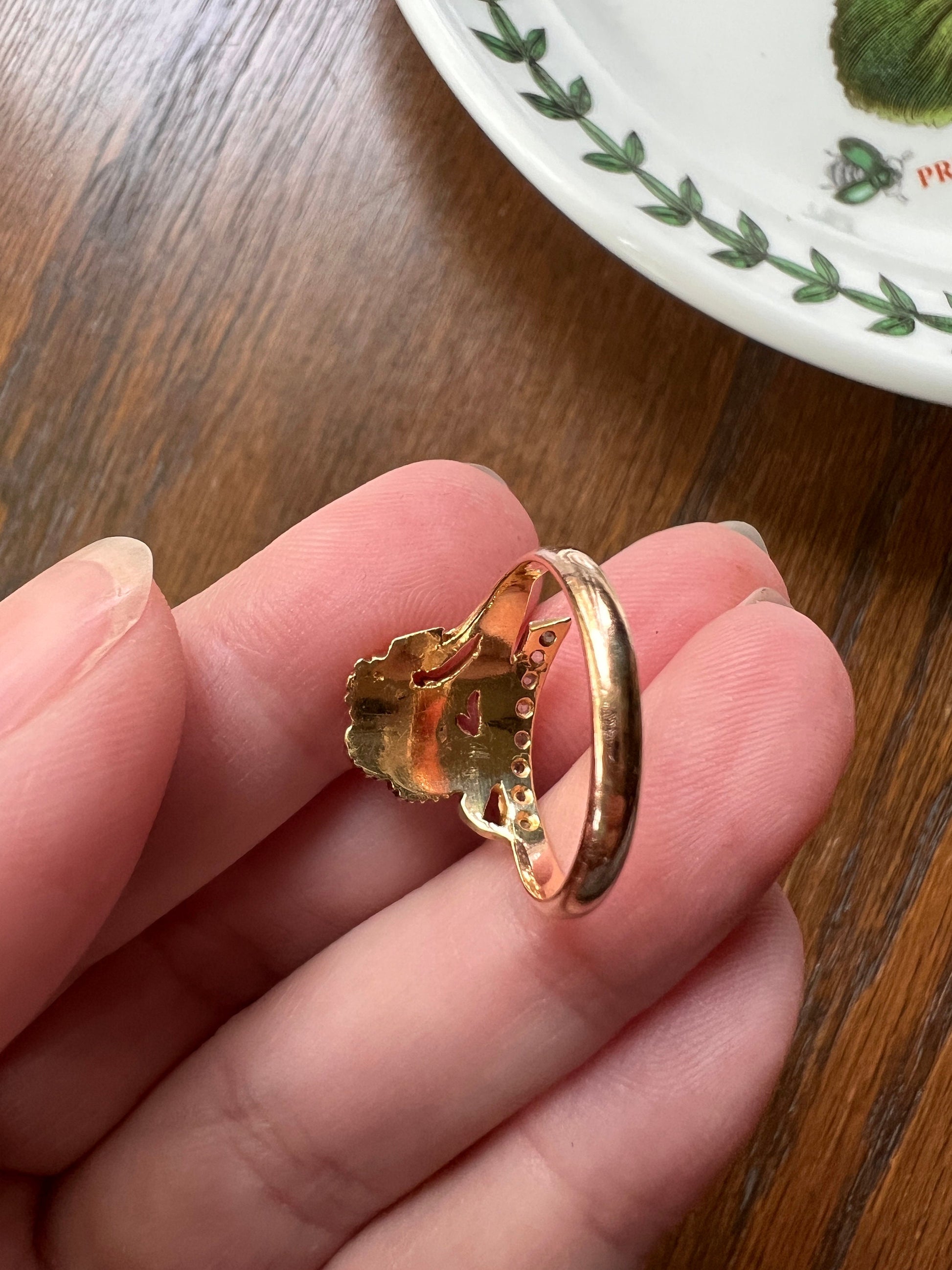 CARNATION French Art Nouveau Antique Rose Cut Diamonds 18k Gold Ring Figural Floral Stacker Buttery Glow Romantic Gift Unique Belle Epoque