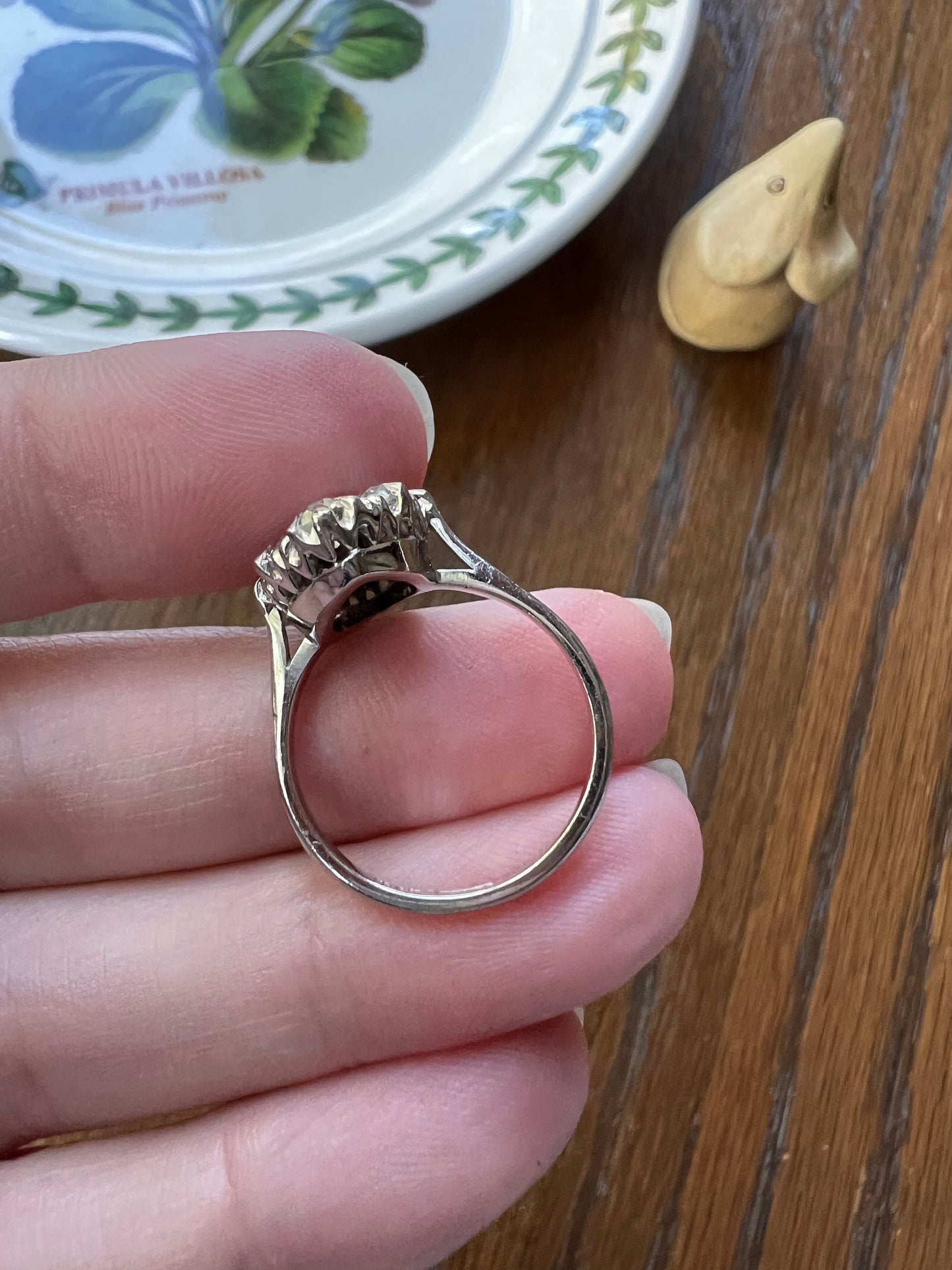 Antique 1.1 Carat 9 Old Mine Cut DIAMOND Navette Marquise RING 18k White Gold PLATINUM Victorian Chunky Stacker Romantic Gift 1.1Ctw Tdw OmC