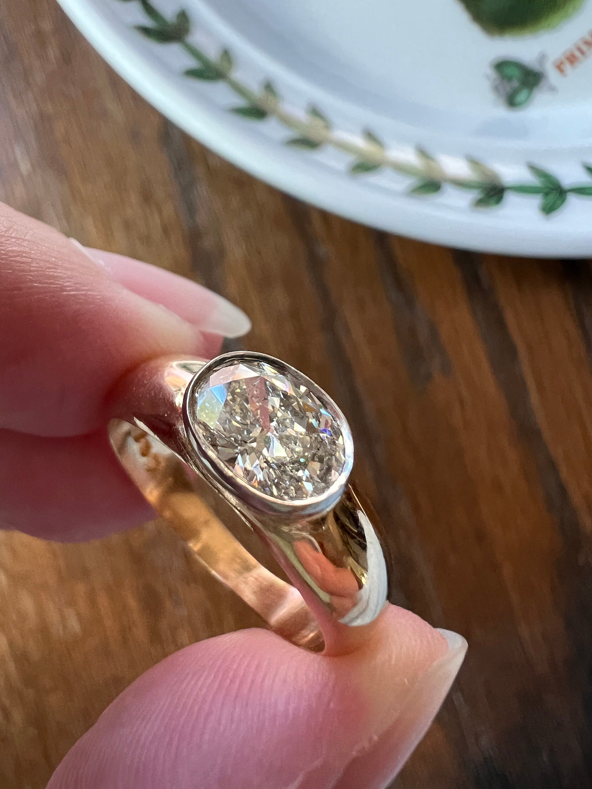 OVAL Vintage 1.02 Carat DIAMOND Gypsy Ring Chunky Wide Band East West Bezel Set 4.95g 18k Gold Domed Stacker Romantic Gift Holiday Christmas