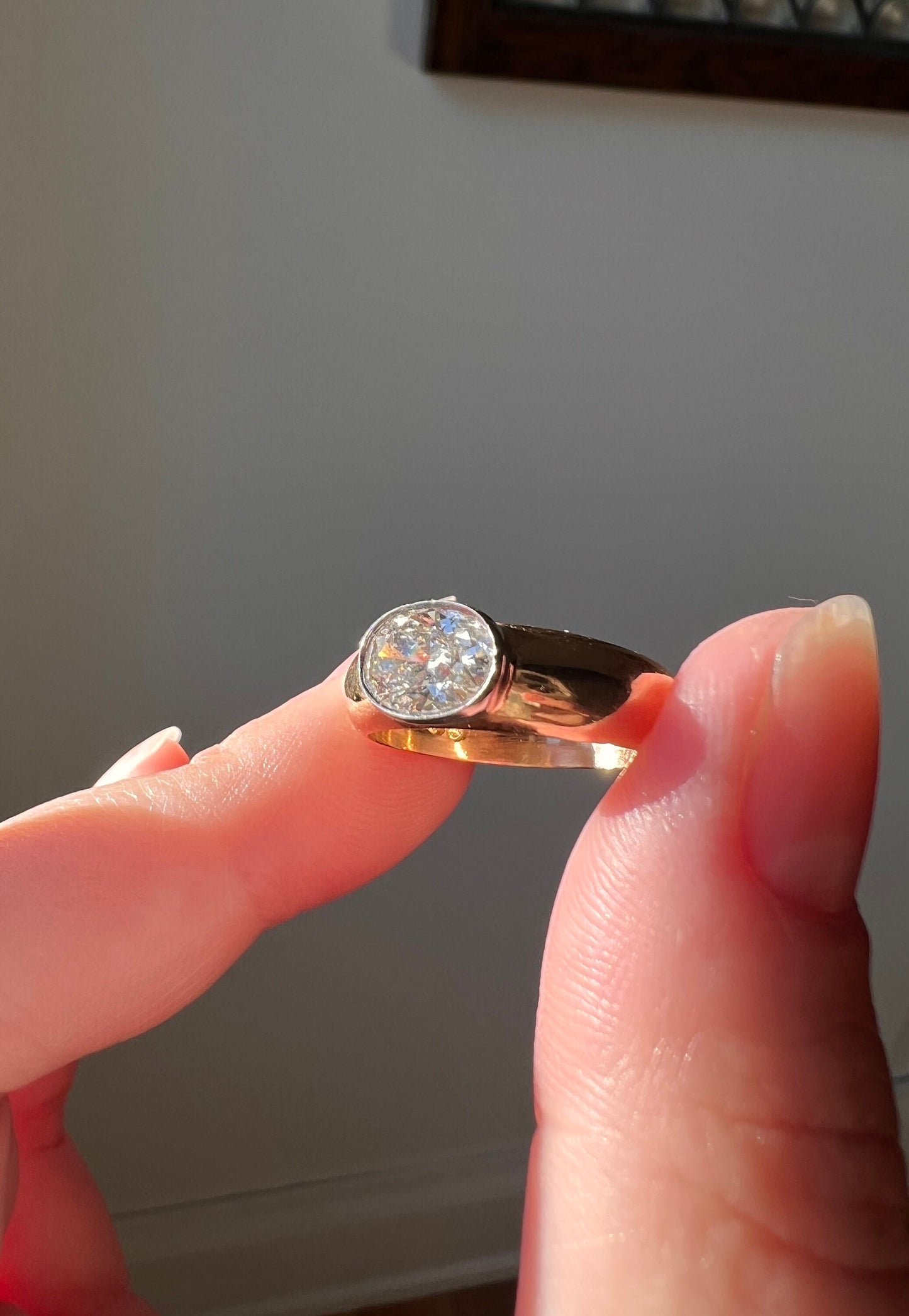 OVAL Vintage 1.02 Carat DIAMOND Gypsy Ring Chunky Wide Band East West Bezel Set 4.95g 18k Gold Domed Stacker Romantic Gift Holiday Christmas