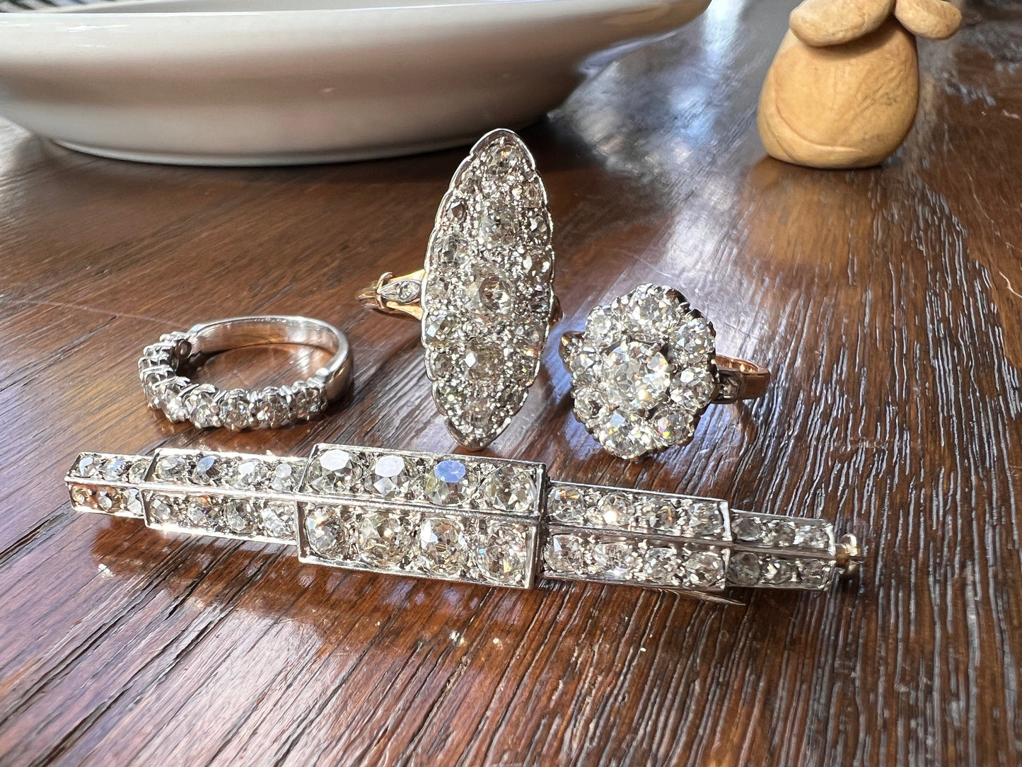 My Best ANTIQUE 2.15 Carat 11 Old Mine Cut DIAMOND Daisy Cluster Ring 18k Rose Gold & PLATiNUM Belle Epoque Romantic Gift OmC Victorian Oval