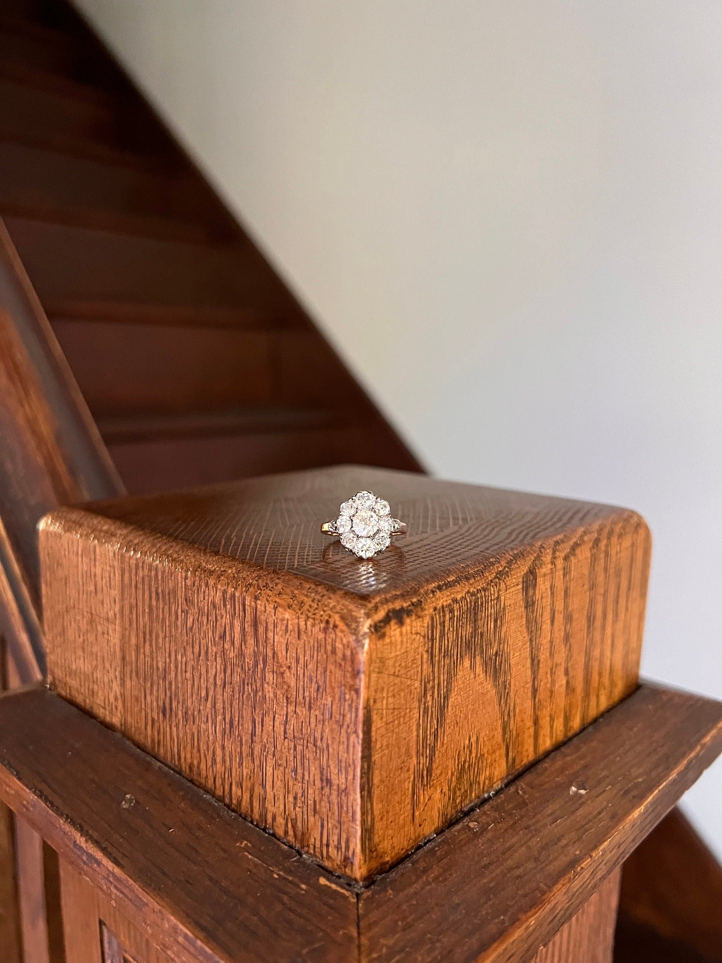 My Best ANTIQUE 2.15 Carat 11 Old Mine Cut DIAMOND Daisy Cluster Ring 18k Rose Gold & PLATiNUM Belle Epoque Romantic Gift OmC Victorian Oval