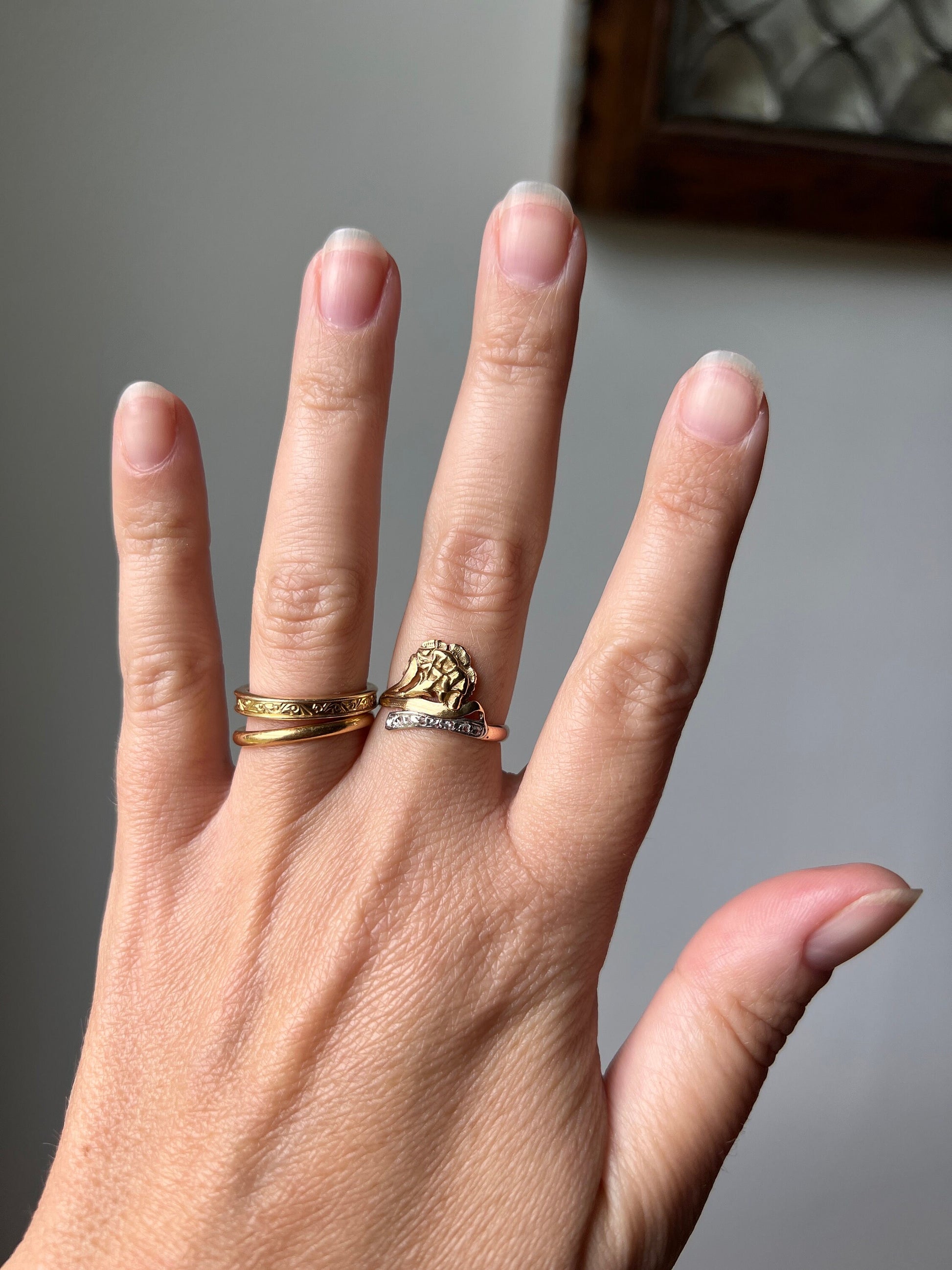 CARNATION French Art Nouveau Antique Rose Cut Diamonds 18k Gold Ring Figural Floral Stacker Buttery Glow Romantic Gift Unique Belle Epoque