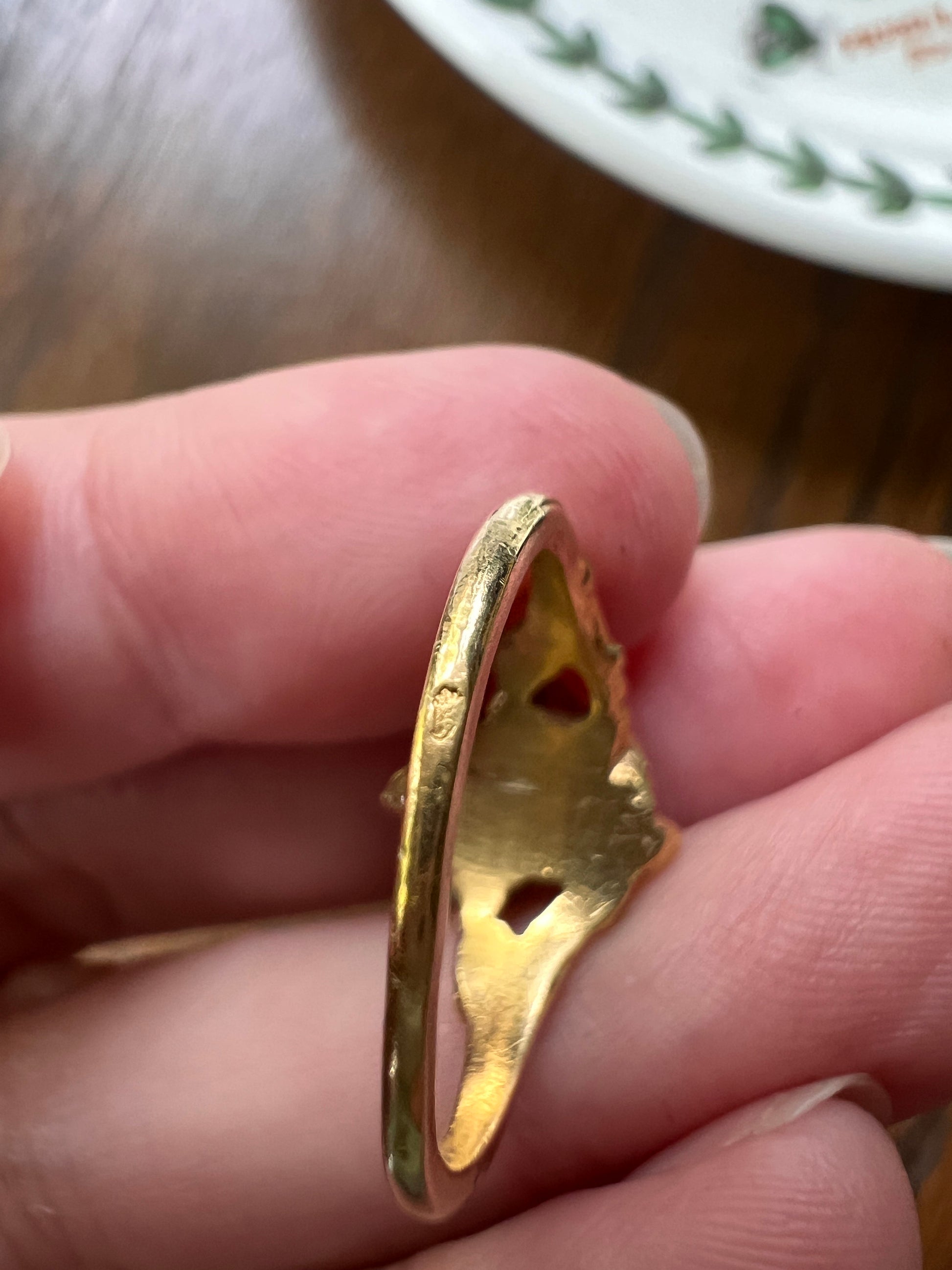 ROSE Floral Figural French Art Nouveau Antique Single Cut Diamond 18k Gold Ring Stacker Buttery Glow Romantic Gift Unique Belle Epoque Bud