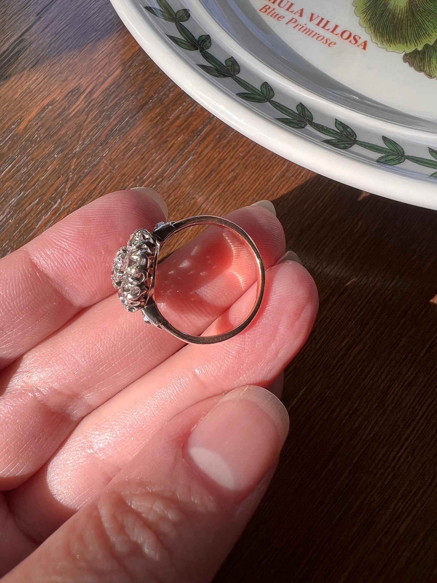 My Best ANTIQUE 2.15 Carat 11 Old Mine Cut DIAMOND Daisy Cluster Ring 18k Rose Gold & PLATiNUM Belle Epoque Romantic Gift OmC Victorian Oval