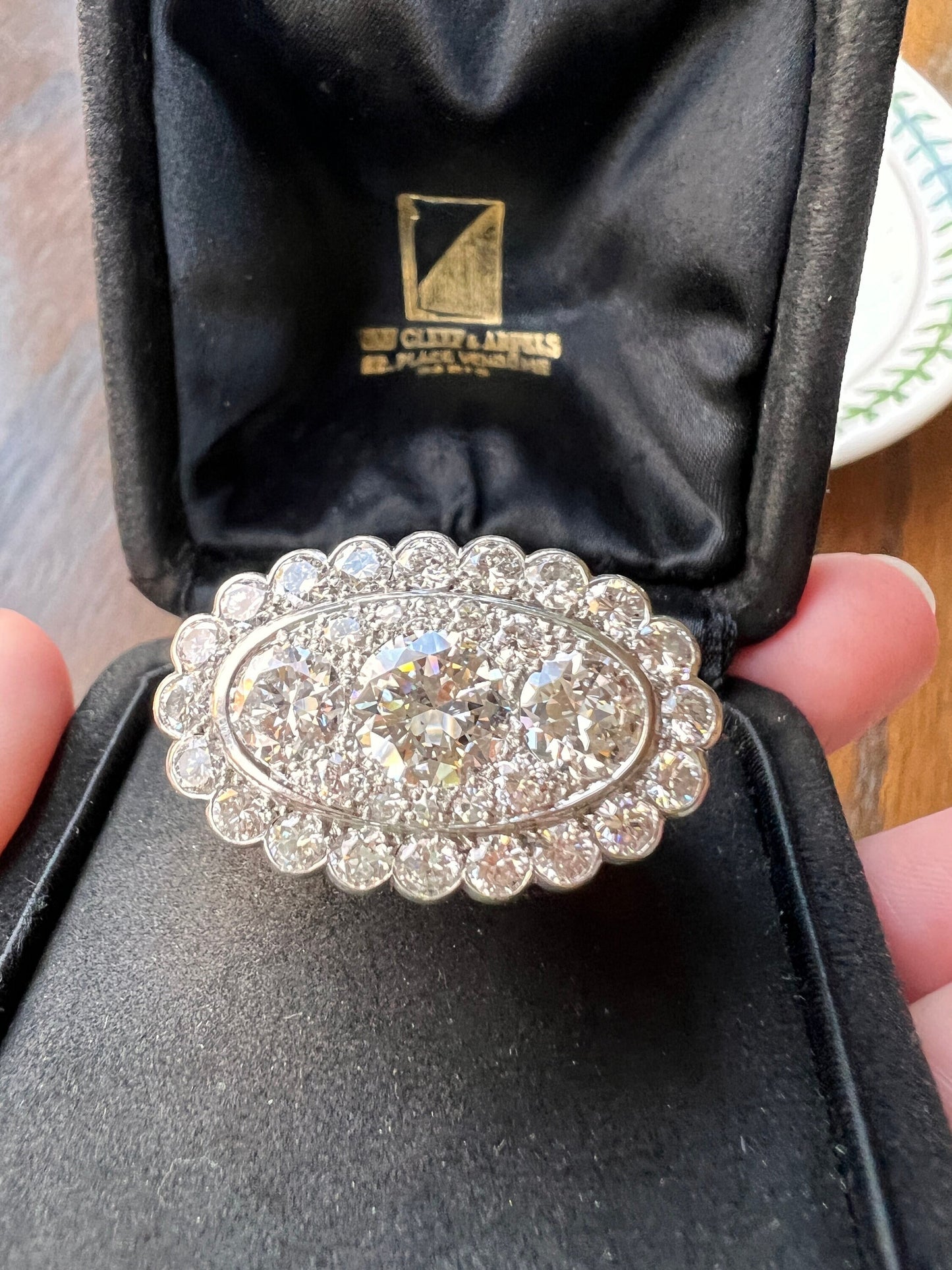 Vintage VAN CLEEF & ARPELS Boxed 5.25 Carat Transitional Cut Diamond Ring Heavy 22g 18k Gold Platinum Vtg- Antique Art Deco Special Orig Box