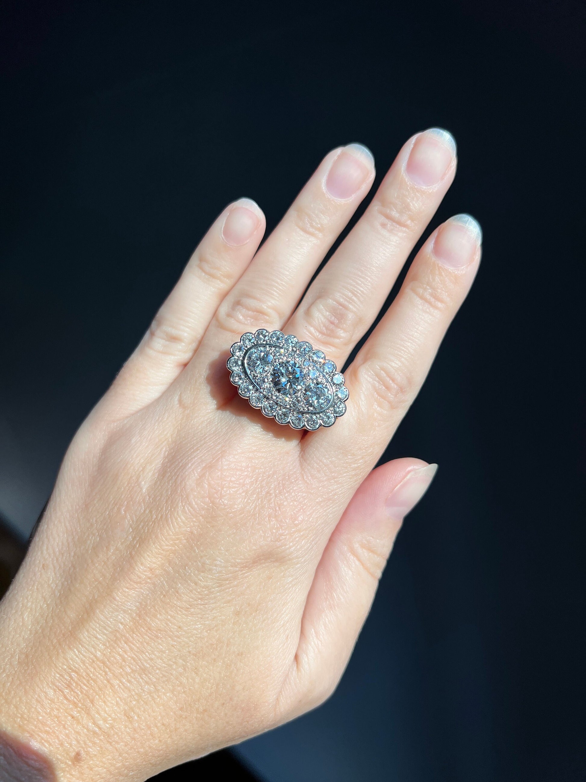 Vintage VAN CLEEF & ARPELS Boxed 5.25 Carat Transitional Cut Diamond Ring Heavy 22g 18k Gold Platinum Vtg- Antique Art Deco Special Orig Box