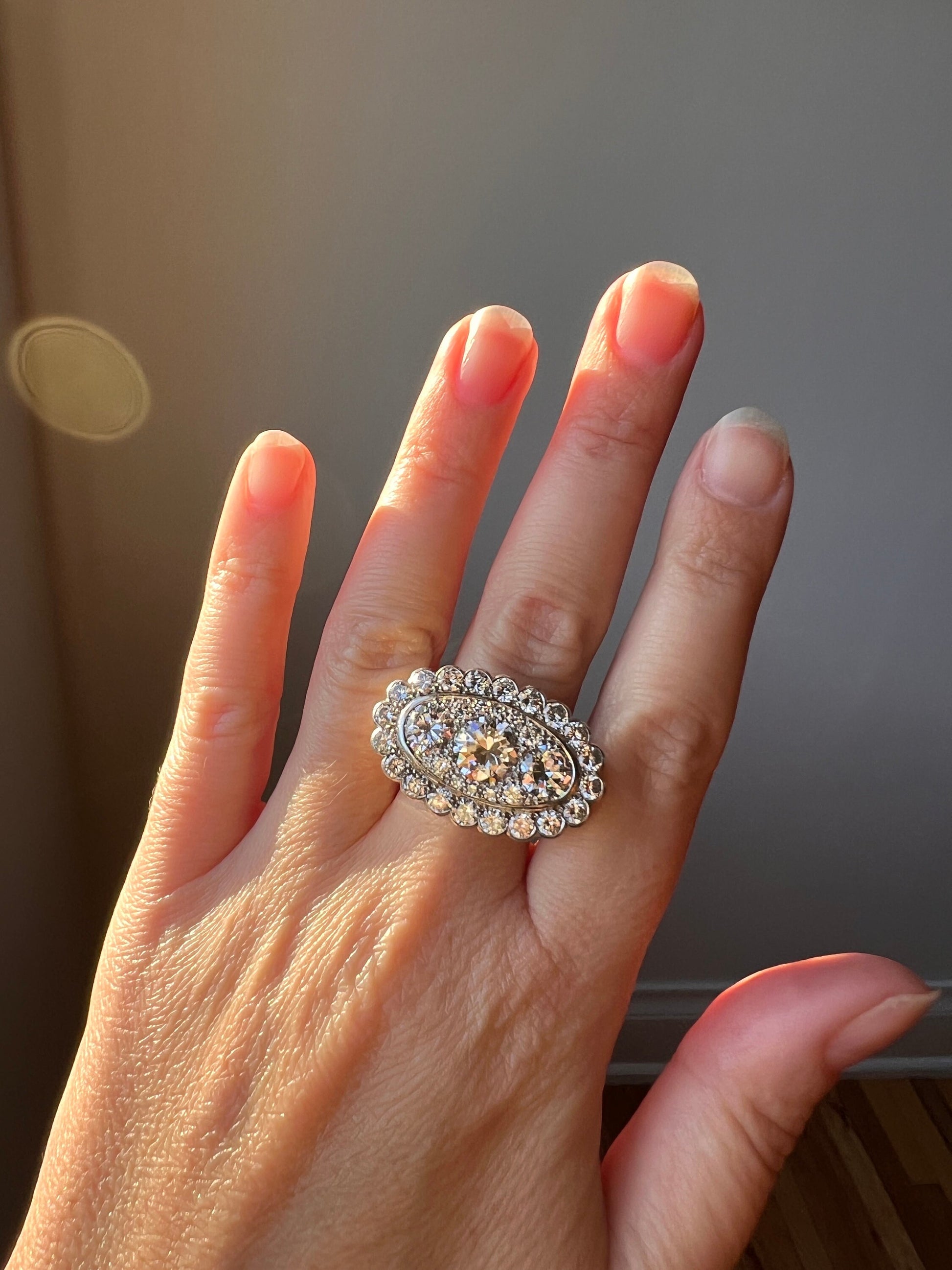 Vintage VAN CLEEF & ARPELS Boxed 5.25 Carat Transitional Cut Diamond Ring Heavy 22g 18k Gold Platinum Vtg- Antique Art Deco Special Orig Box