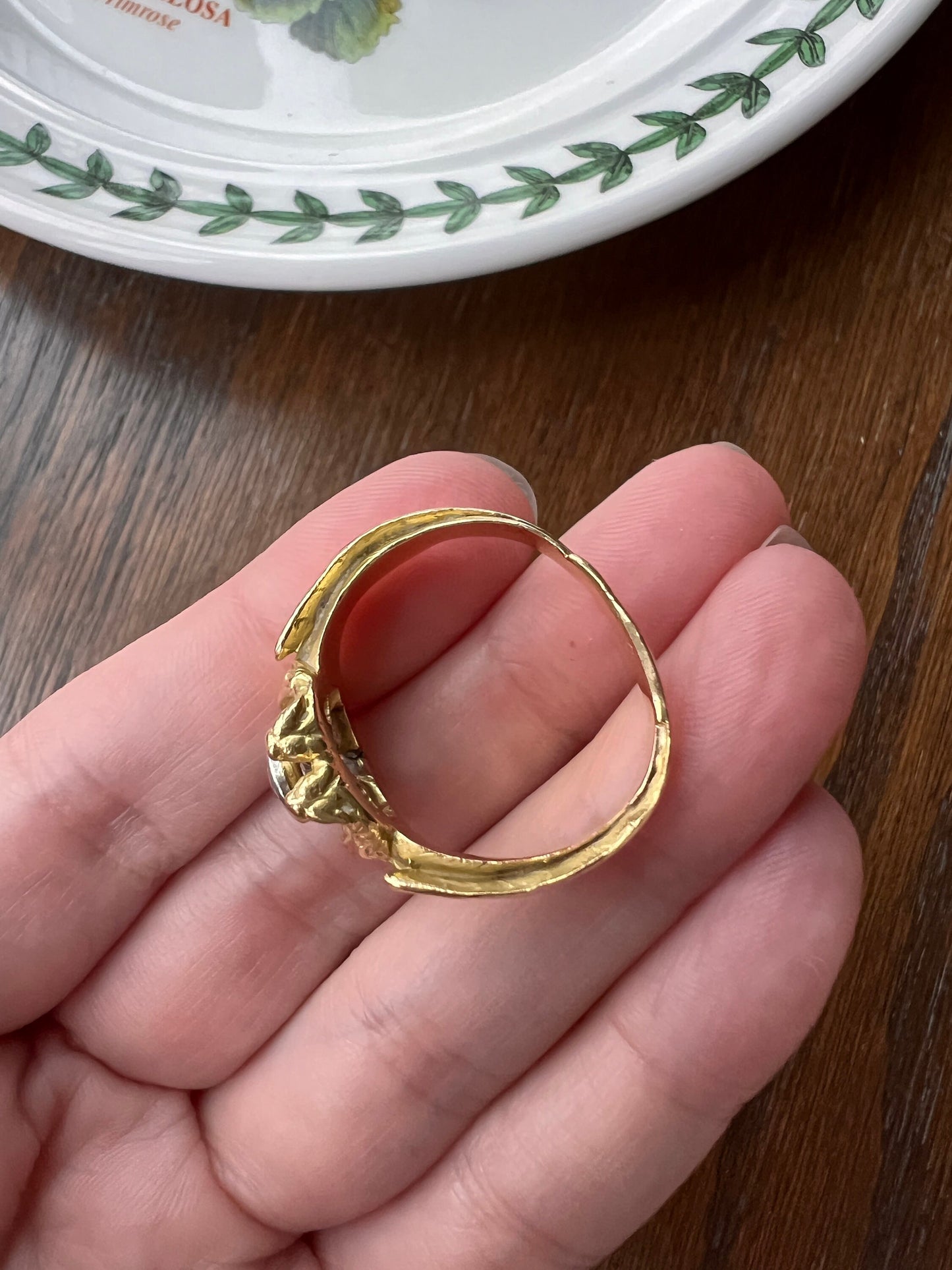 HEAVY Double DRAGON French Antique .3 Ctw Old European Cut DIAMOND RiNG 10g 18k Gold Gift Victorian Figural Belle Epoque Art Nouveau Unisex