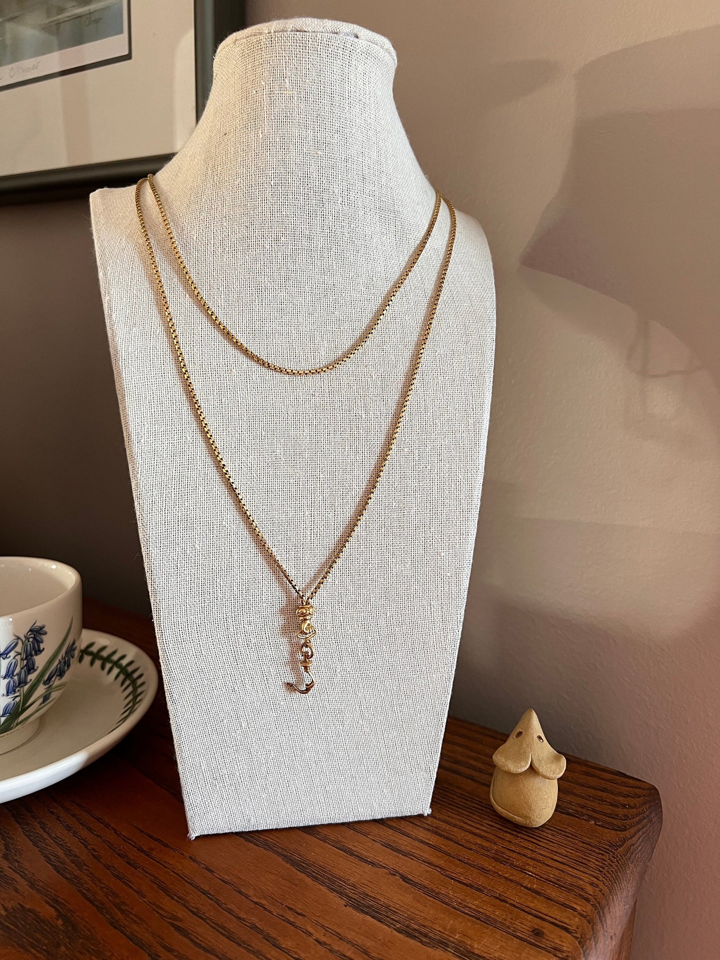 FIST French Antique VICTORIAN Necklace Pendant Holder 23g 18k Gold Figural Box Chain Hand Figa Dog Clip Screw Bolt Neckmess Neckstack