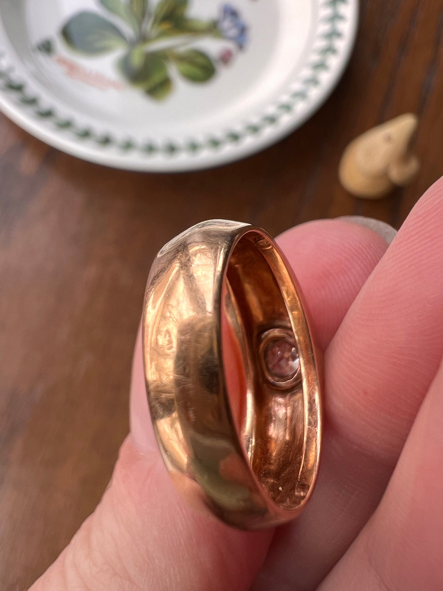 Beveled .25 Carat Cushion Old Mine Cut DIAMOND French Band Antique Chunky Stacker Ring 18k Rose Gold Victorian Belle Epoque Romantic Gift