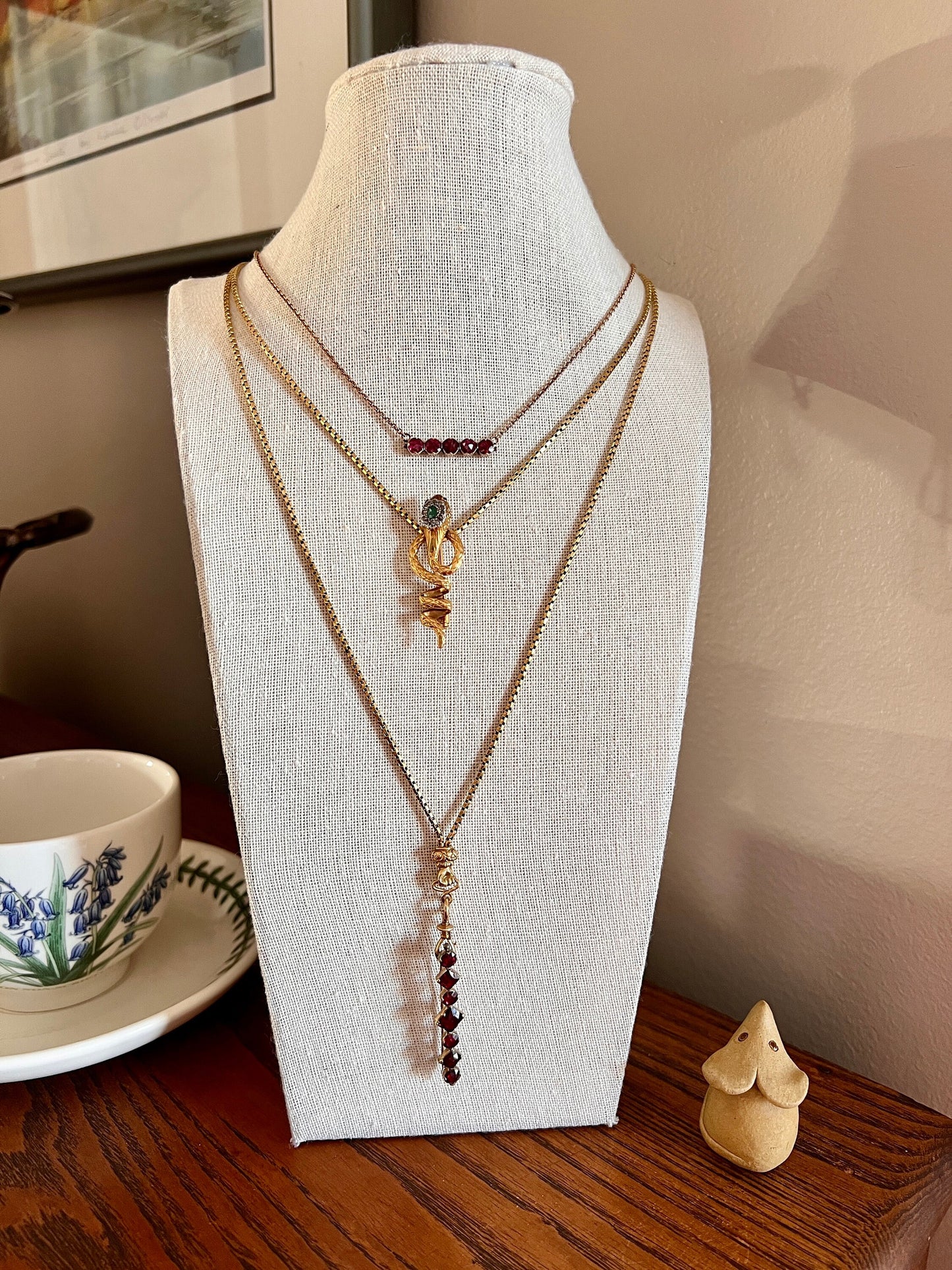 FIST French Antique VICTORIAN Necklace Pendant Holder 23g 18k Gold Figural Box Chain Hand Figa Dog Clip Screw Bolt Neckmess Neckstack