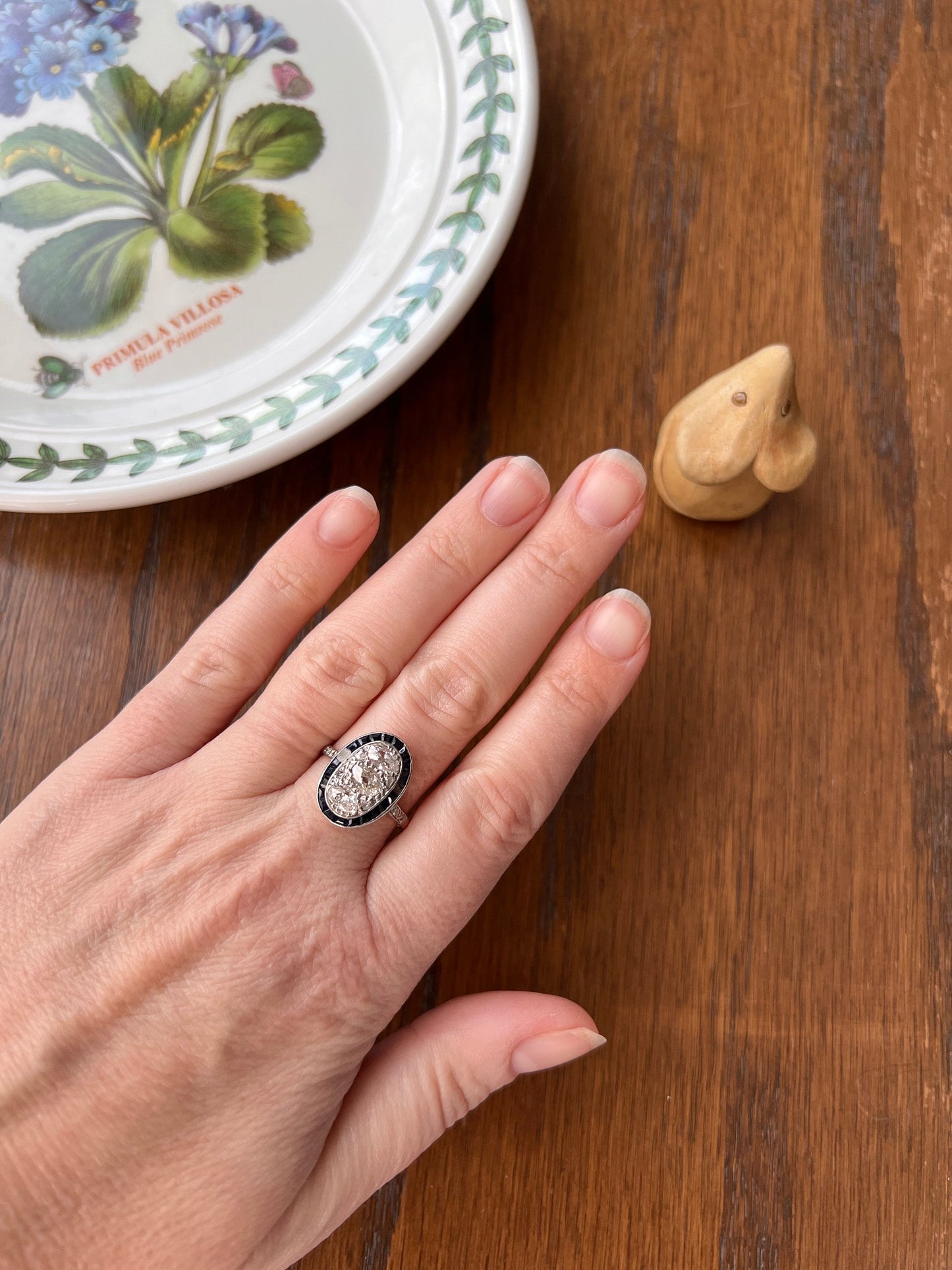 PEAR 1 Carat Old Mine Cut Diamond HALO Ring French Antique 18k Gold Edwardian Carre Square Cut SAPPHIRE Halo Rare Stacker 1 Ctw Tdw OmC Blue
