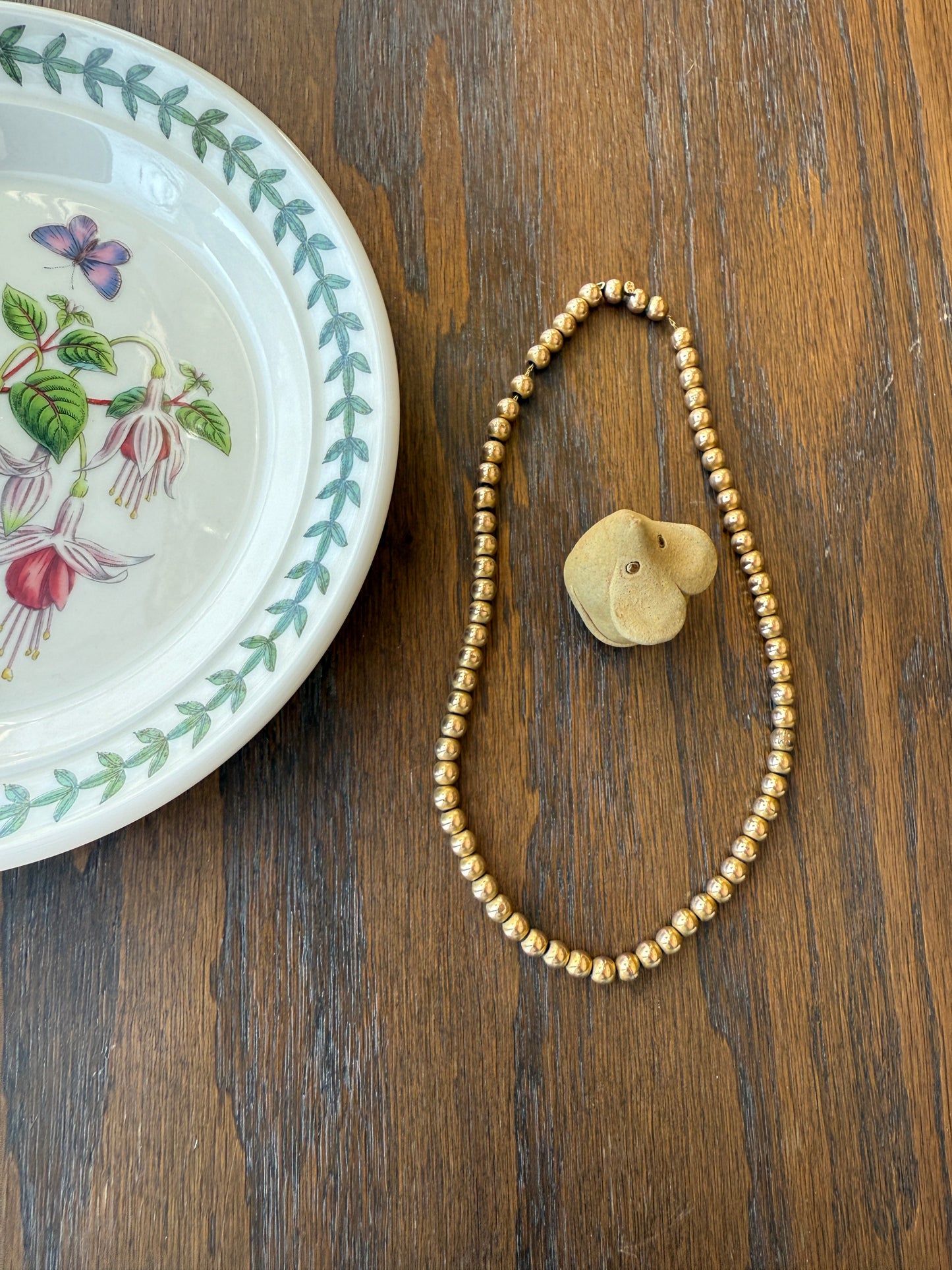 Antique Gold Filled Bead Necklace Chain #8 Medium Uniform Choker 29.9g 14.75"