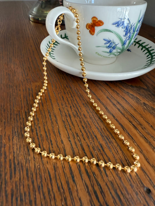 Antique Gold Filled Bead & Bar Necklace Chain #2 Uniform Size 15.75" 13.7g Choker