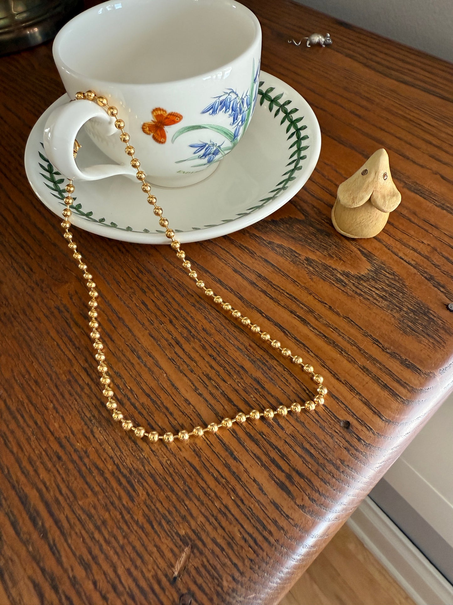 Antique Gold Filled Bead & Bar Necklace Chain #2 Uniform Size 15.75" 13.7g Choker