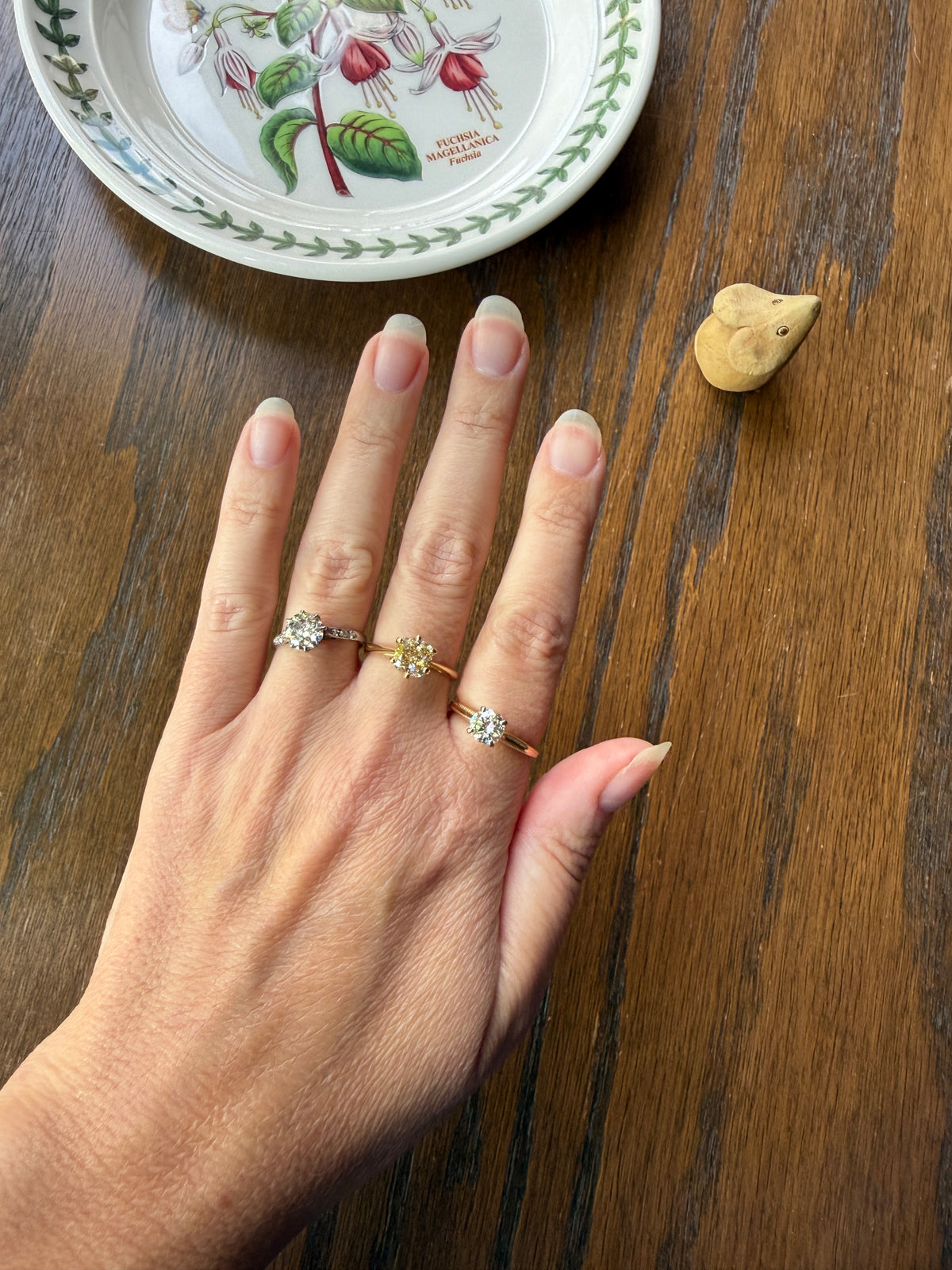 Fancy Brownish Yellow Eye Clean 1.52 Carat Cushion Cut DIAMOND Ring w/ CERT. French Vintage Solitaire 18k Gold Engagement Paris Find