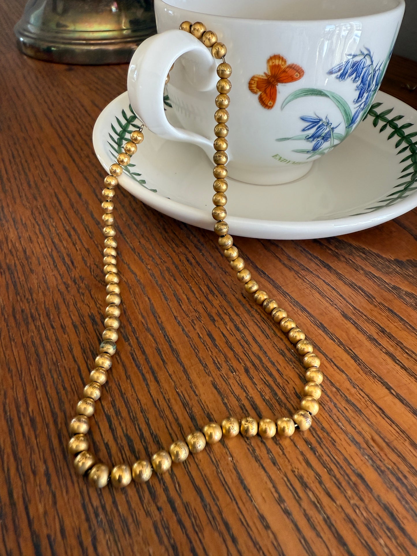 Antique Gold Filled Bead Necklace Chain #7 Small Uniform Choker 15.3g 14"