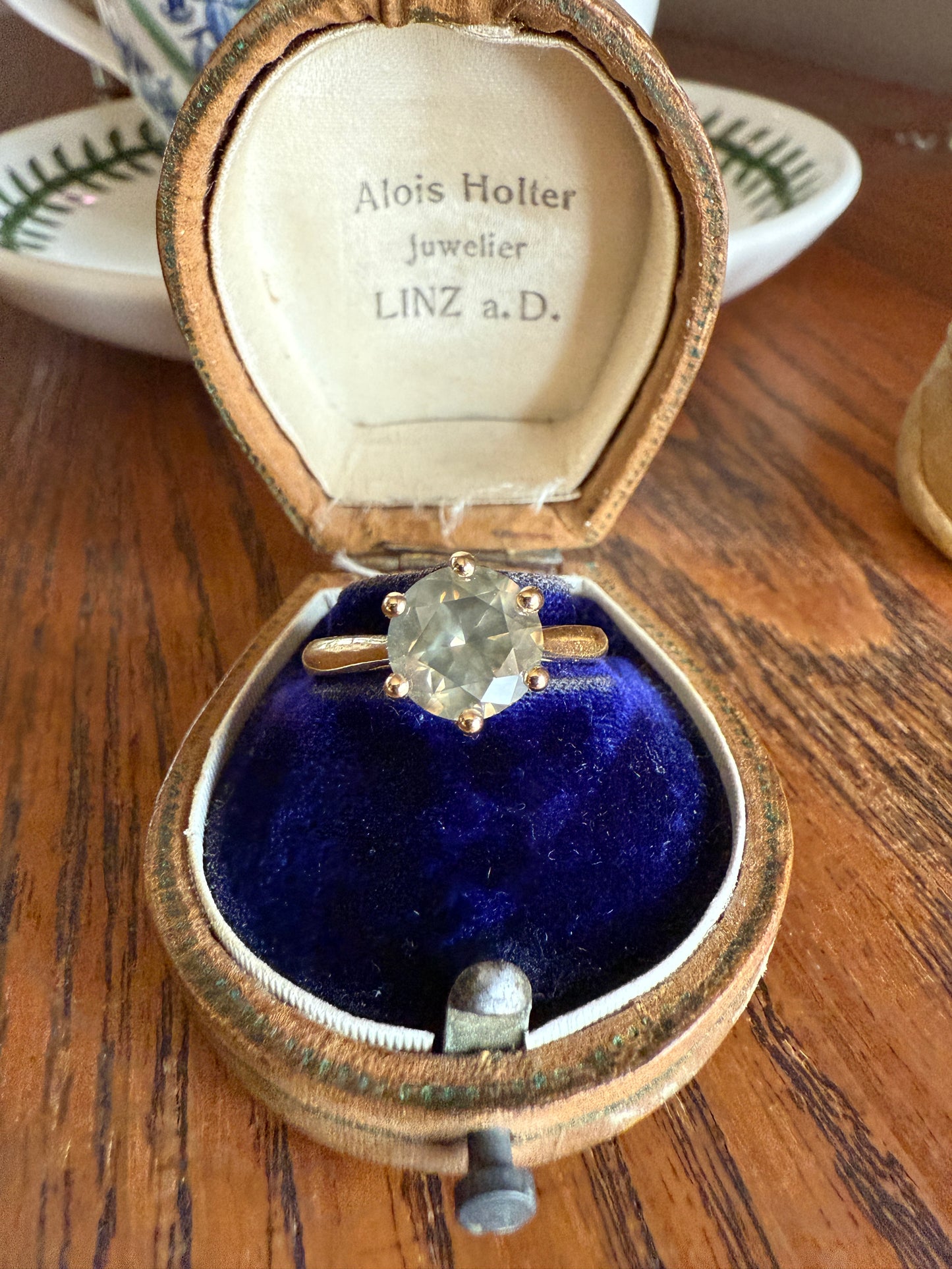 Fancy Intense Yellowish Gray Natural Diamond 2.4 Carat Solitaire Ring Smoky Inner Glow Aura French Vintage 18k Gold Unique Engagement Ooak