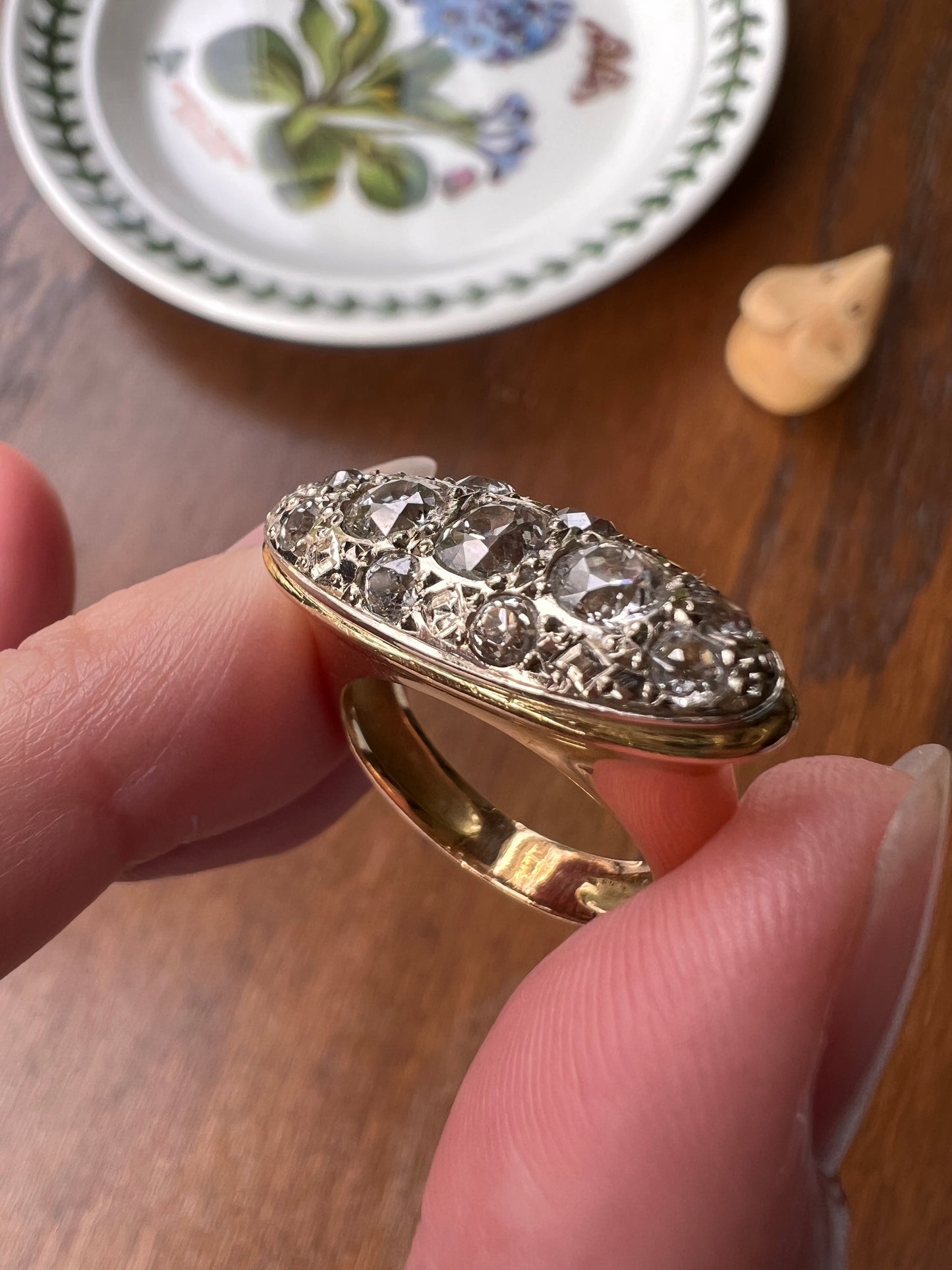 HEAVY Old Mine Cut DIAMOND Ring 1 1/4 Carats French Antique Art Deco Chunky Ring 11g 18k Gold Chunky Flared