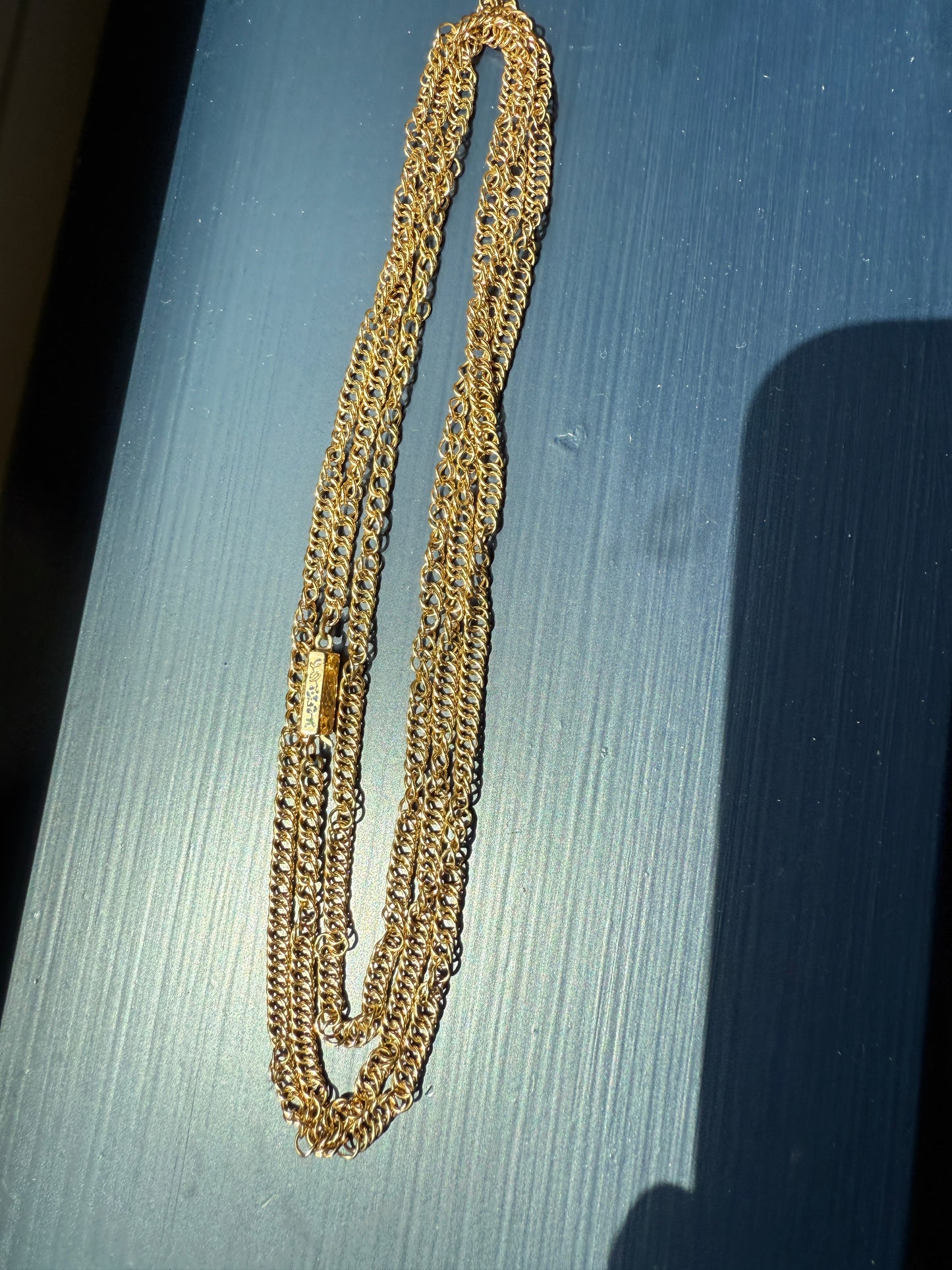 Victorian ANTIQUE 43" Long HEAVY French Hand Made 25g 18k Gold Circle Link Chain Enamel Floral Barrel Clasp Circle Links