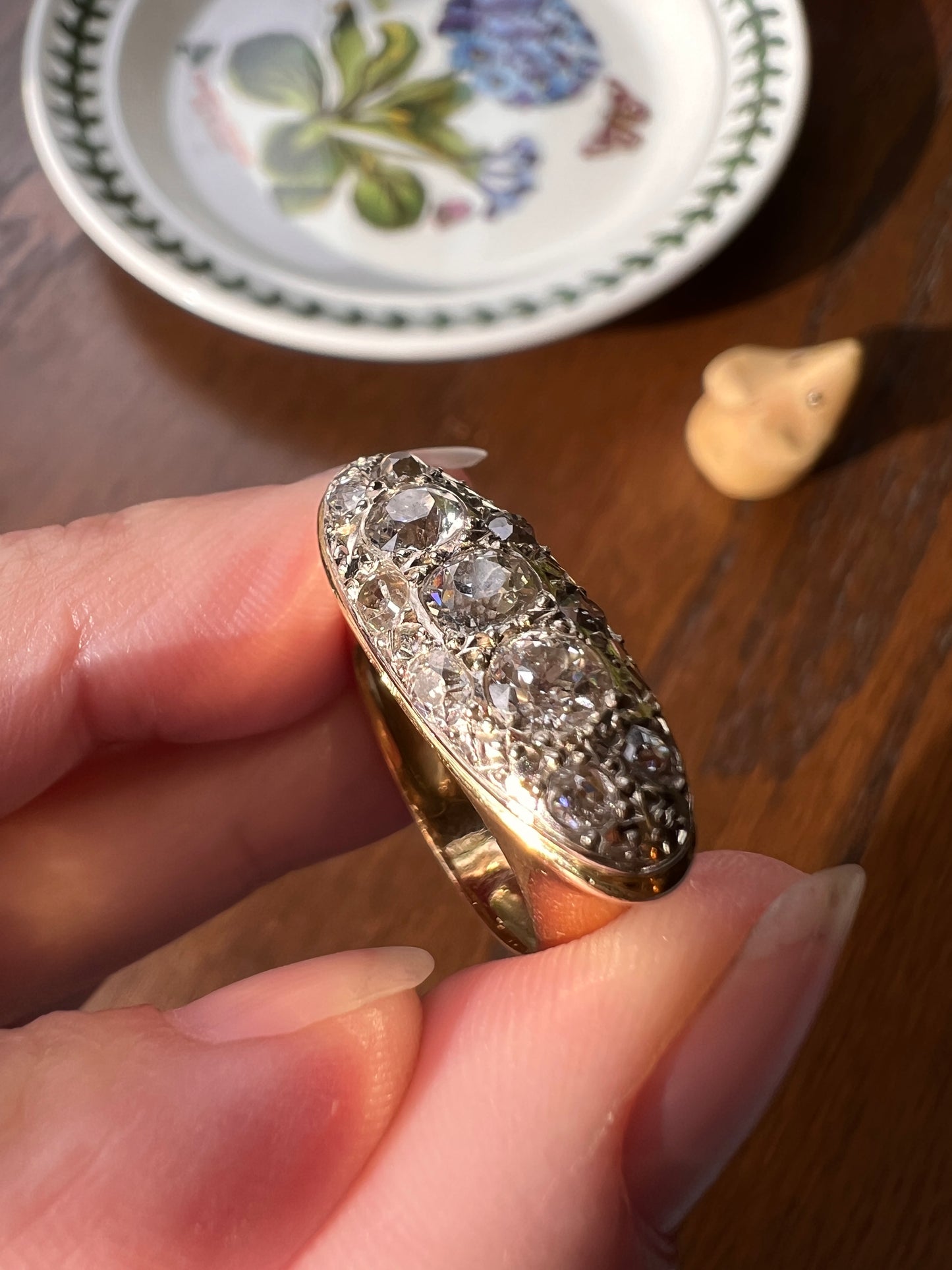 HEAVY Old Mine Cut DIAMOND Ring 1 1/4 Carats French Antique Art Deco Chunky Ring 11g 18k Gold Chunky Flared