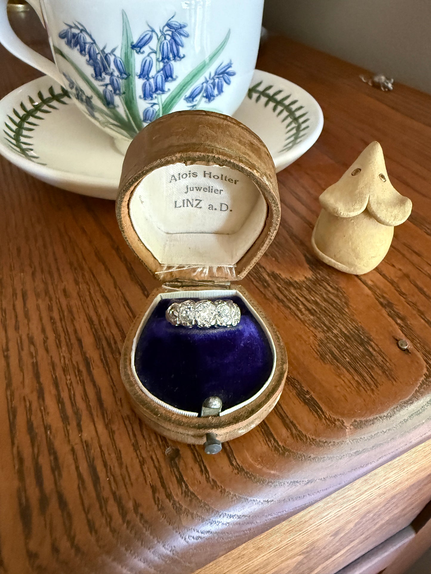 CHUNKY 1.5 Carat Five Stone Old Mine Cut Diamond Band French Antique Platinum Ring Stacker