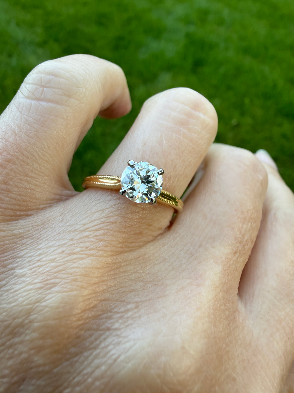 Older Vintage .85 Carat Natural Old European Cut DIAMOND Solitaire Engagement Ring Stacker 18k Yellow Gold Wedding Something Old Art Deco