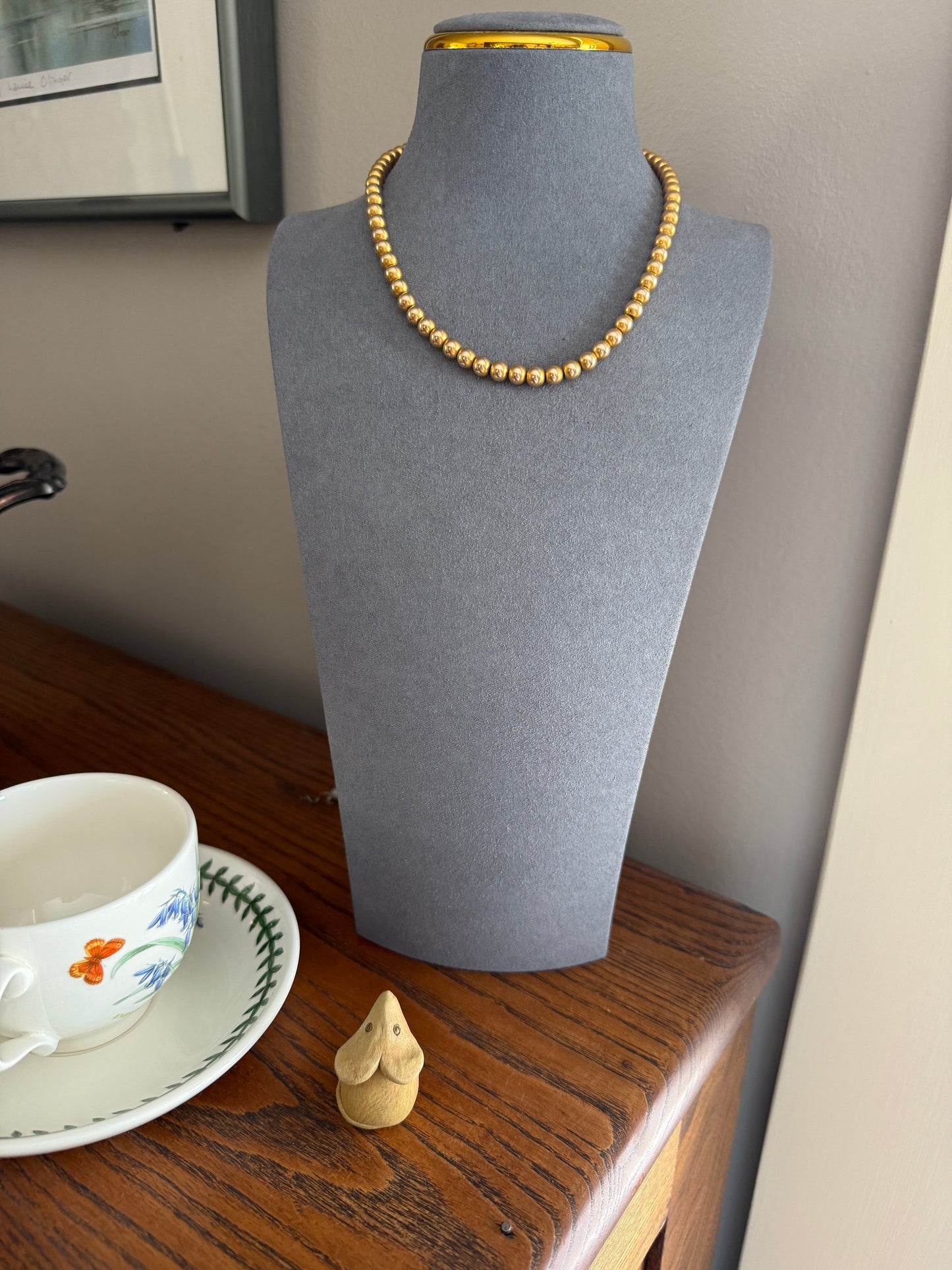 Antique Gold Filled Bead Necklace Chain #3 Uniform Size Medium 15" 26.7g Choker