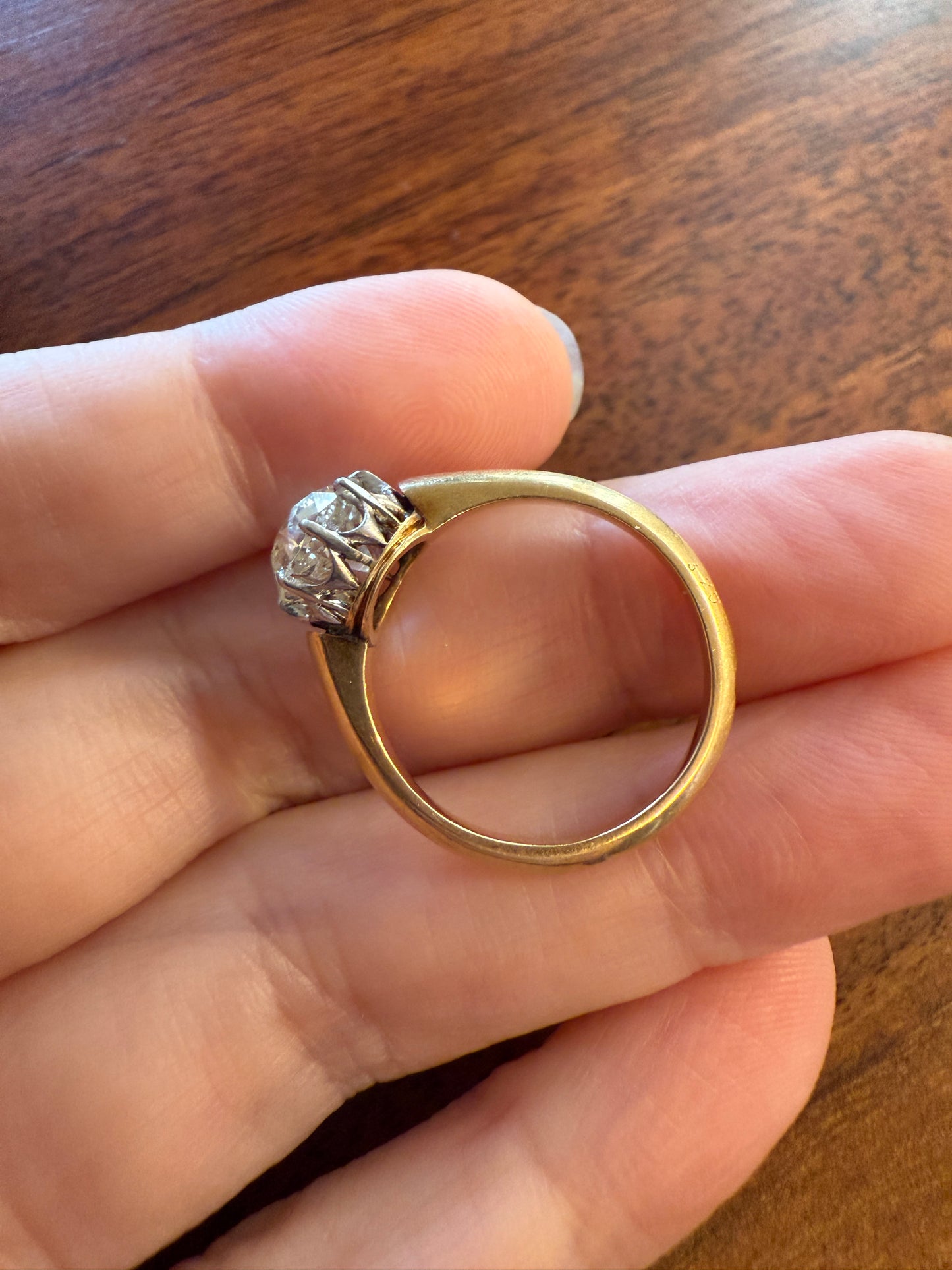 Antique Eye Clean Two Carat Warm Natural Old Mine Cut DiAMOND Solitaire Ring French 18k GOLD Engagement All Original Victorian Setting 2Ctw