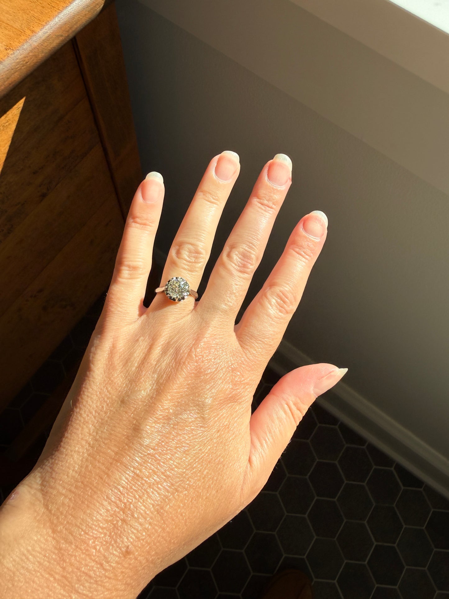 Original Vintage Eye Clean 1.55 Carat Natural Old Mine Cut DiAMOND Solitaire Ring French 18k White GOLD Platinum Engagement Art Deco 1.5Ctw