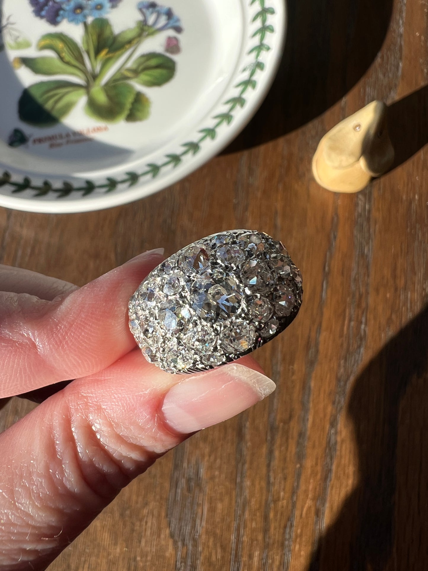 DOMED Pave 4.75 Carat Antique Old Mine Cut DIAMOND Cobblestone PLATINUM Ring OmC Encrusted Cluster Romantic Gift 4.75ctw OmC Chunky Stacker