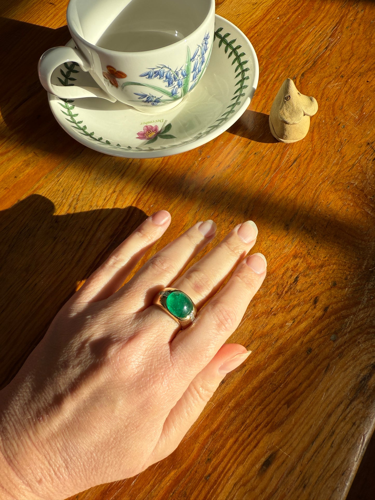 Chunky Green EMERALD East West Green Dome Princess Cut DIAMOND 11g 18k Gold Gypsy Ring French Wide Band Natural Geometric Unique Heavy