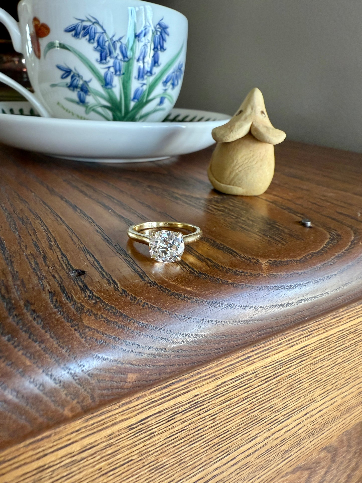 Antique 1.82 CARAT Natural Old European Mine Cushion Cut Hybrid DIAMOND Solitaire Engagement Ring 18k Gold Solid Yellow Prong w/ Cert Ooak