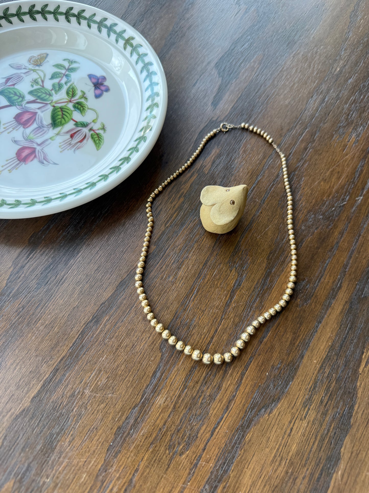 Antique Gold Filled Bead Necklace Chain #4 Graduating 16.75" 10.6g