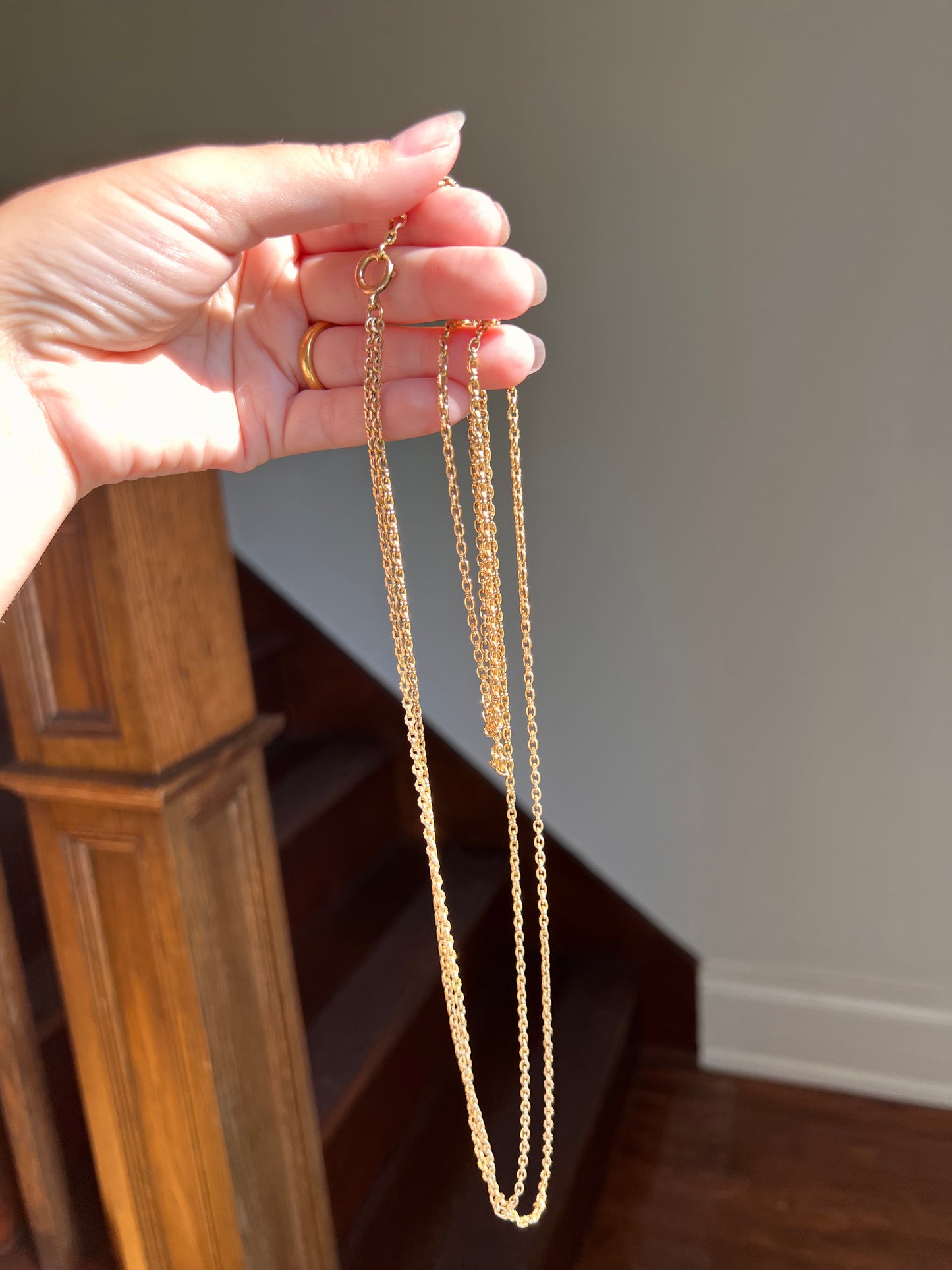 LONG French Antique VICTORIAN Double Strand Necklace Chain 20g 18k Gold Ornate Scallop Link Choker