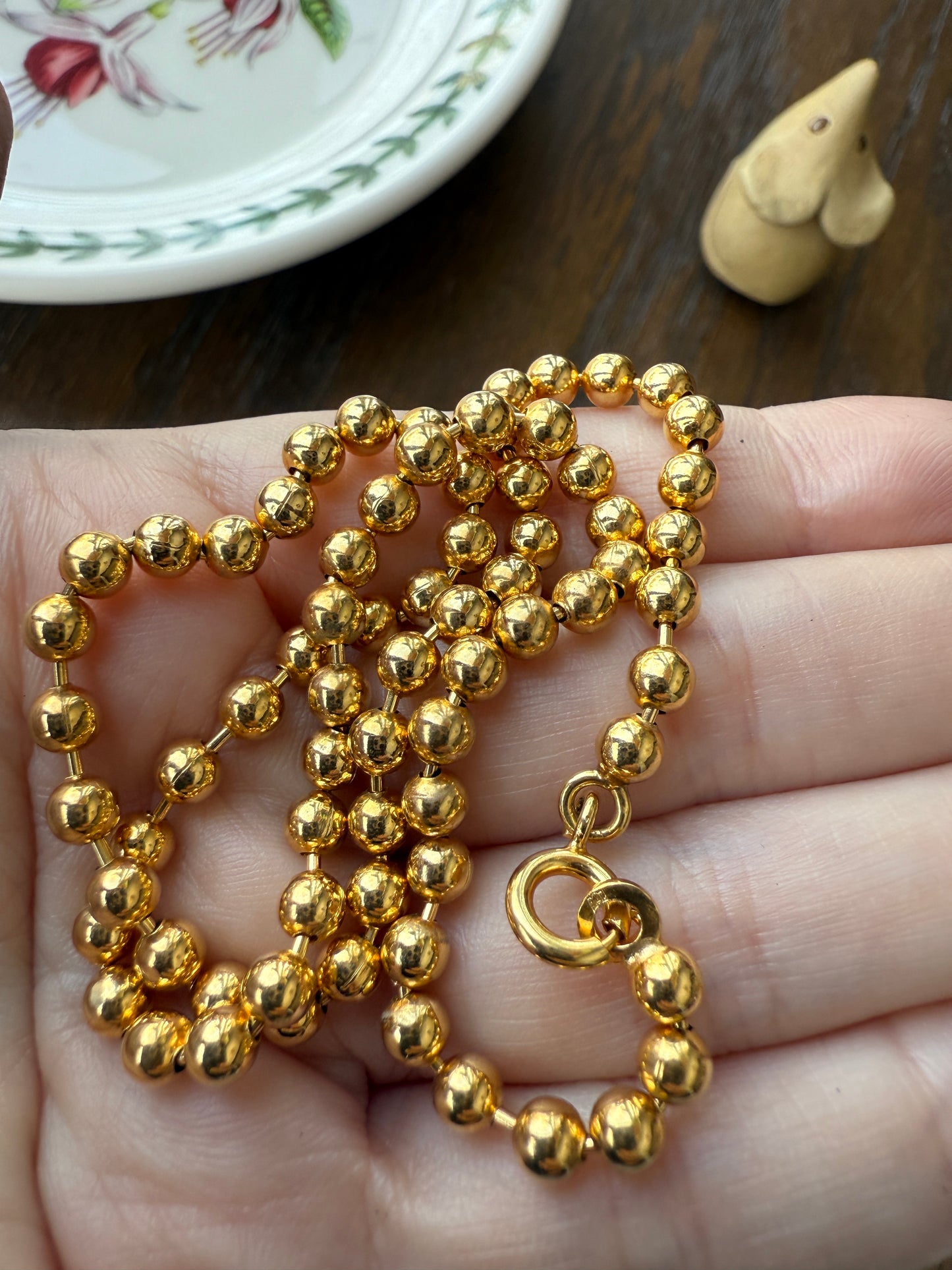 Antique Gold Filled Bead & Bar Necklace Chain #2 Uniform Size 15.75" 13.7g Choker