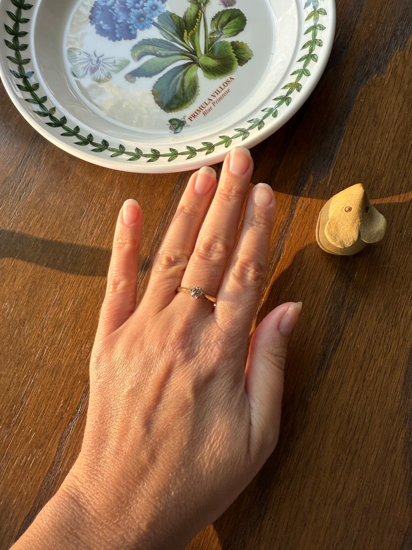 CHAMPAGNE Vintage Natural DIAMOND .3 Carat Fancy Light Brown Ring 9k Gold Wedding Engagement Tall Solitaire Stacker