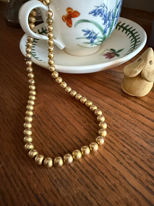 VICTORIAN Antique 14k Gold Fill BEAD Chain Necklace GF Pearl Short Choker