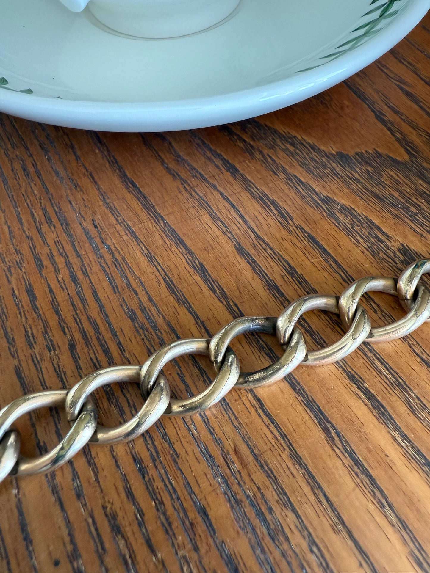 Antique Brassy Gold Filled XL Curb Link Chunky Bracelet 19.5g 7.25"