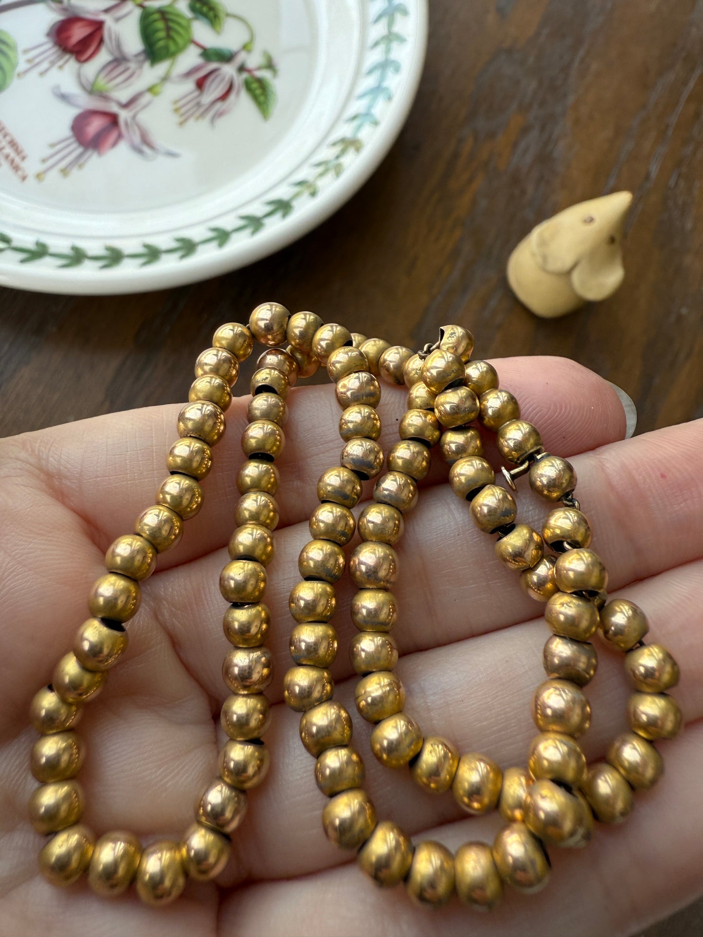 Antique Gold Filled Bead Necklace Chain #1 Uniform Size 14.25" 8.1g Choker