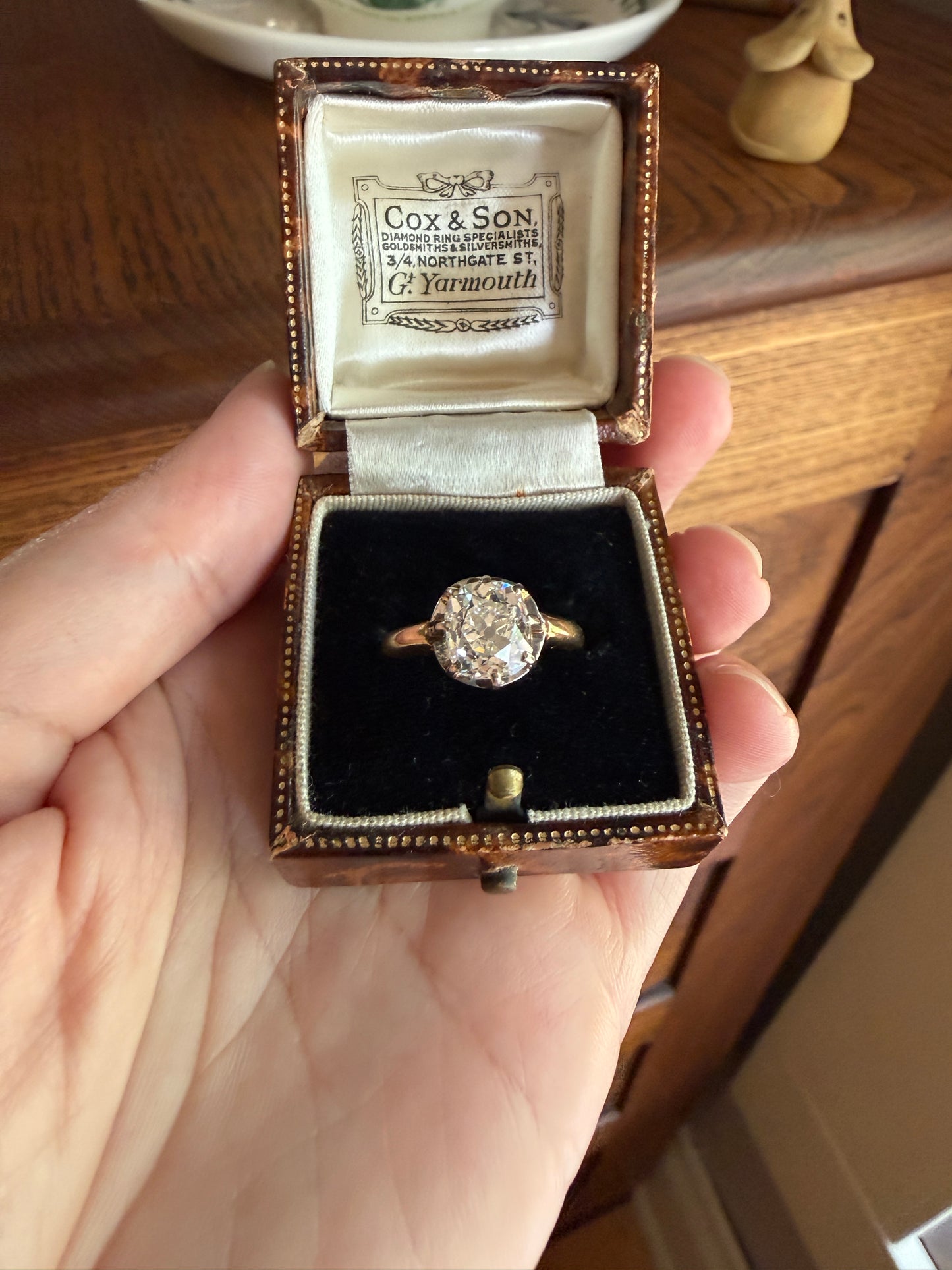 Original Antique Eye Clean 2.1 Carats Natural Old Mine Cut DiAMOND Solitaire Ring French 18k GOLD Engagement Art Deco 2.1Ctw